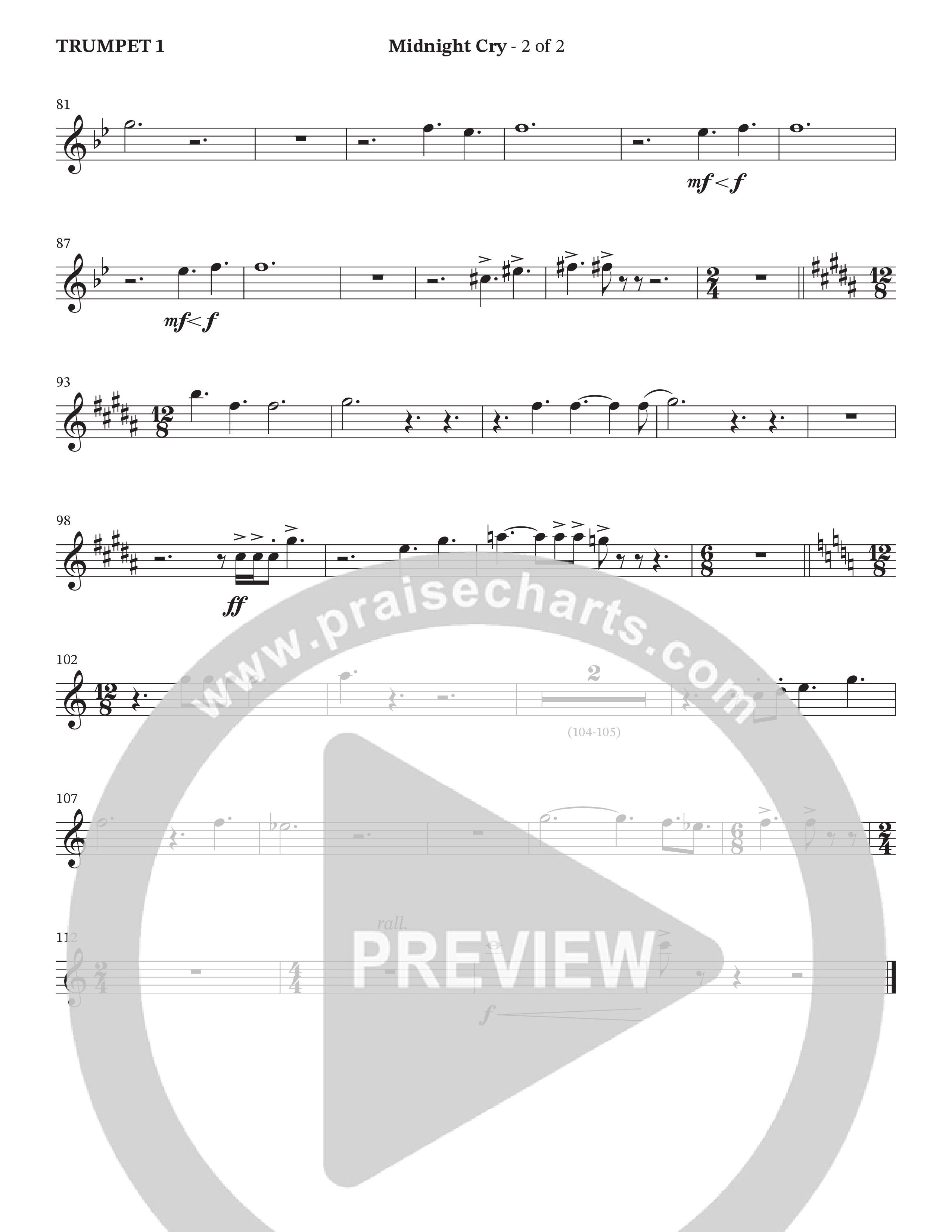 Midnight Cry (Choral Anthem SATB) Trumpet 1 (Charles Billingsley / Arr. Wayne Haun)