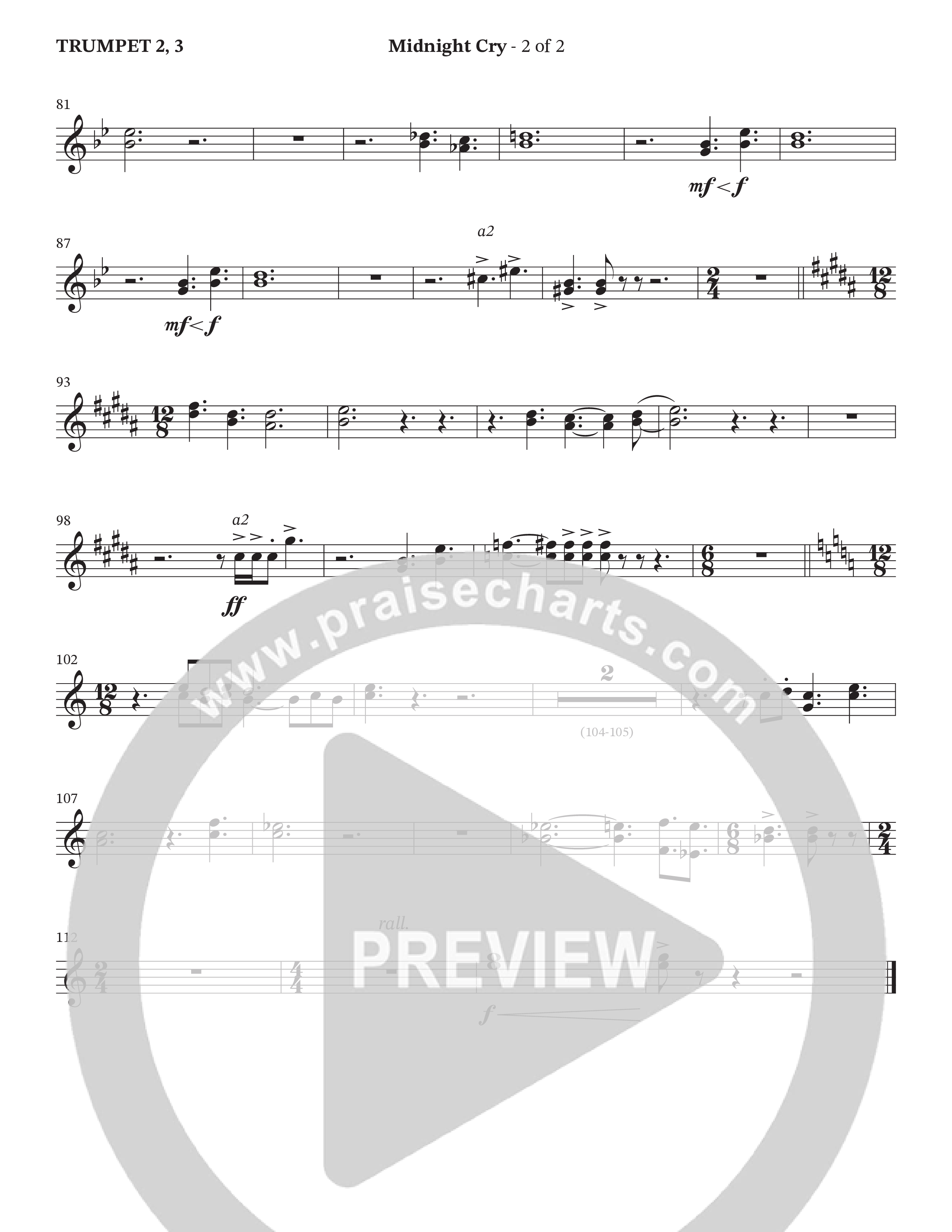 Midnight Cry (Choral Anthem SATB) Trumpet 2/3 (Charles Billingsley / Arr. Wayne Haun)