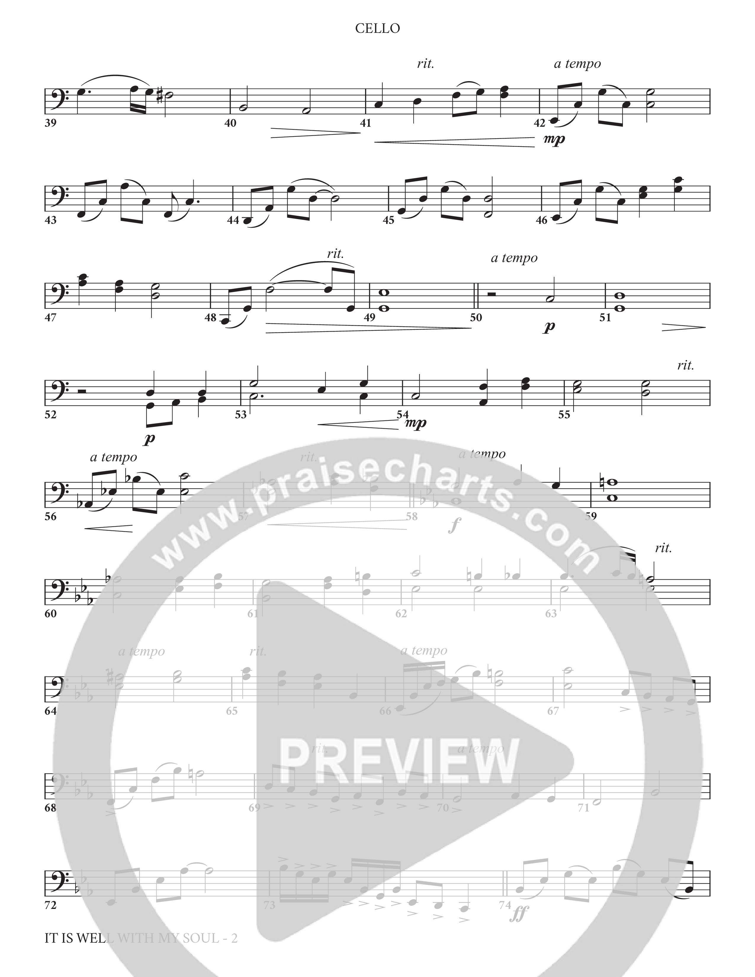 It Is Well (Choral Anthem SATB) Cello (Charles Billingsley / Arr. Adam Lancaster)