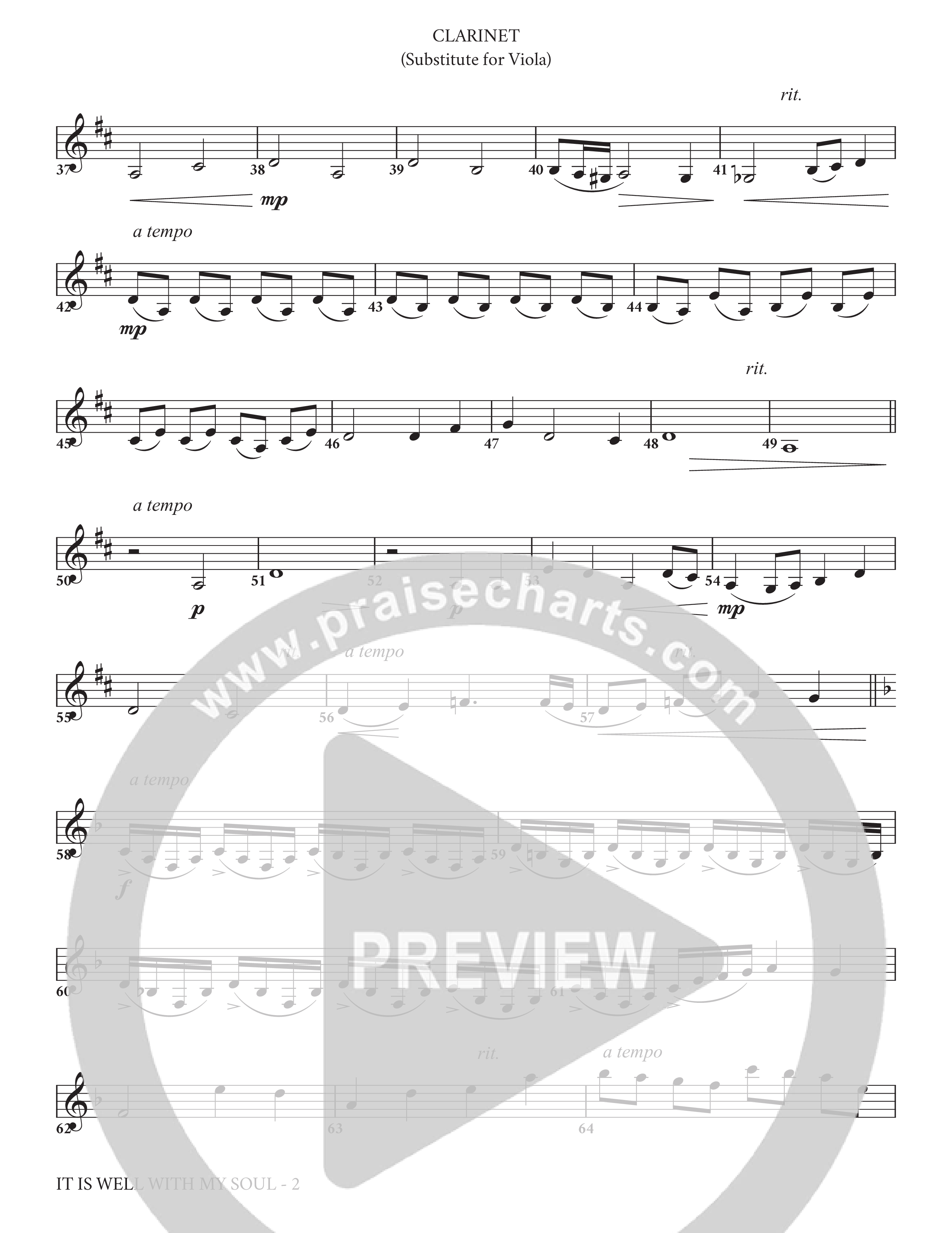 It Is Well (Choral Anthem SATB) Clarinet (Charles Billingsley / Arr. Adam Lancaster)