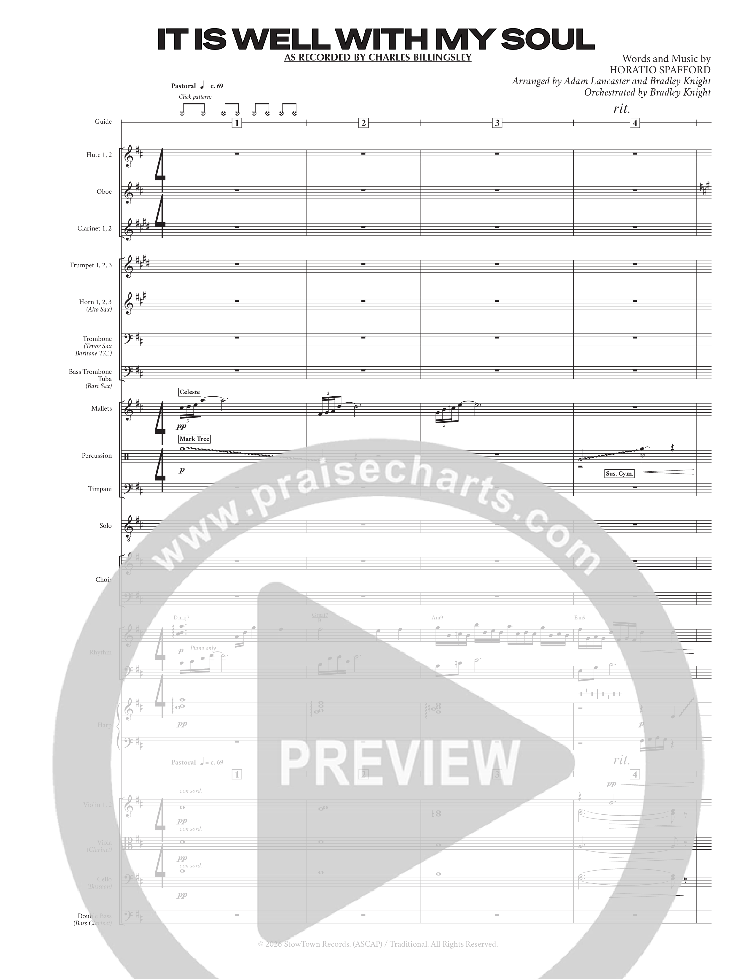 It Is Well (Choral Anthem SATB) Orchestration (Charles Billingsley / Arr. Adam Lancaster)