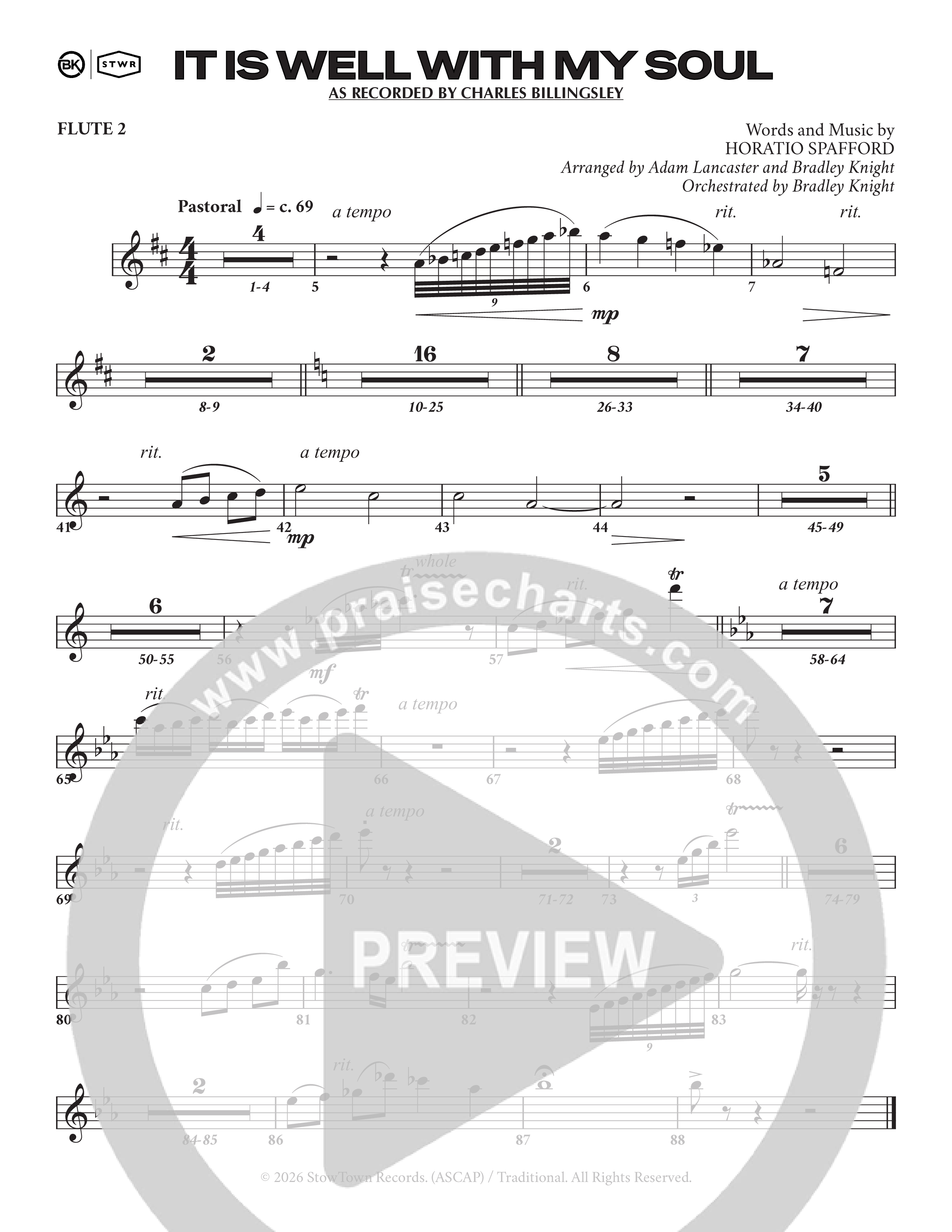 It Is Well (Choral Anthem SATB) Wind Pack (Charles Billingsley / Arr. Adam Lancaster)