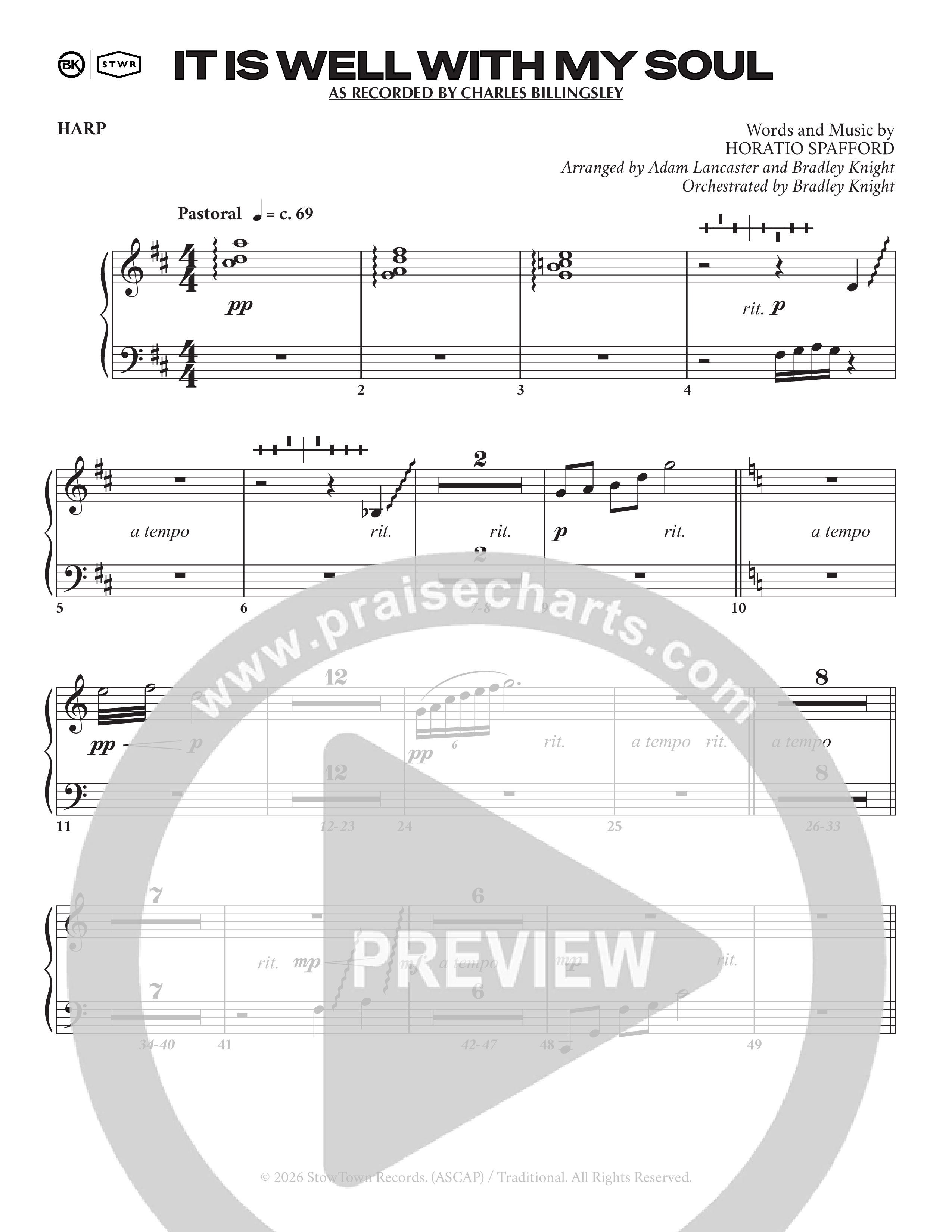It Is Well (Choral Anthem SATB) Harp (Charles Billingsley / Arr. Adam Lancaster)