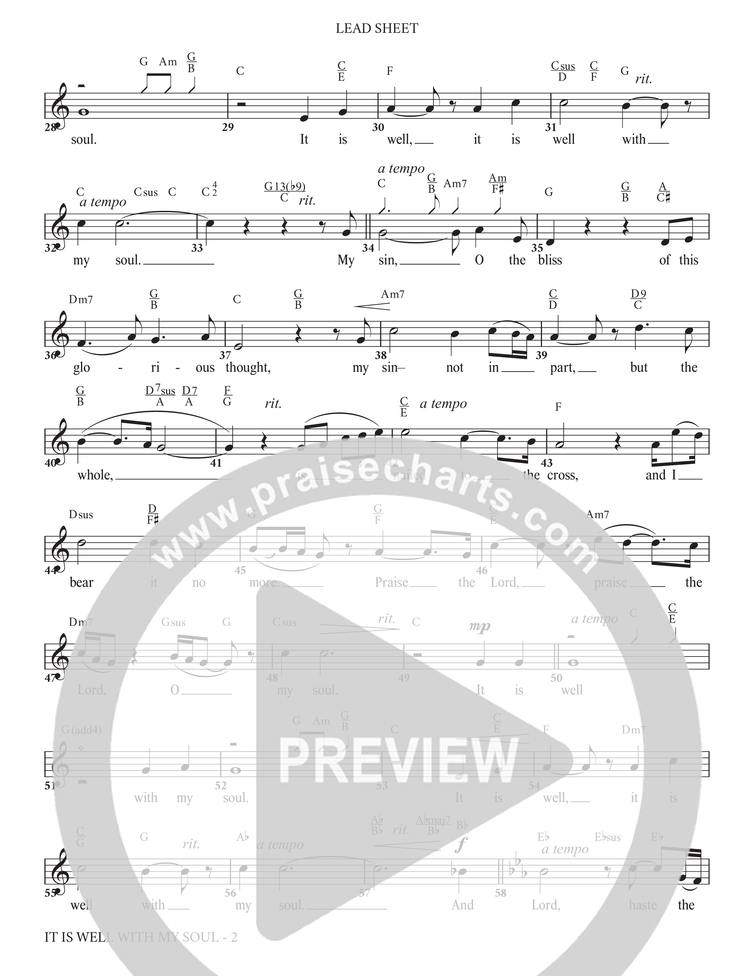It Is Well (Choral Anthem SATB) Lead Sheet Melody (Charles Billingsley / Arr. Adam Lancaster)