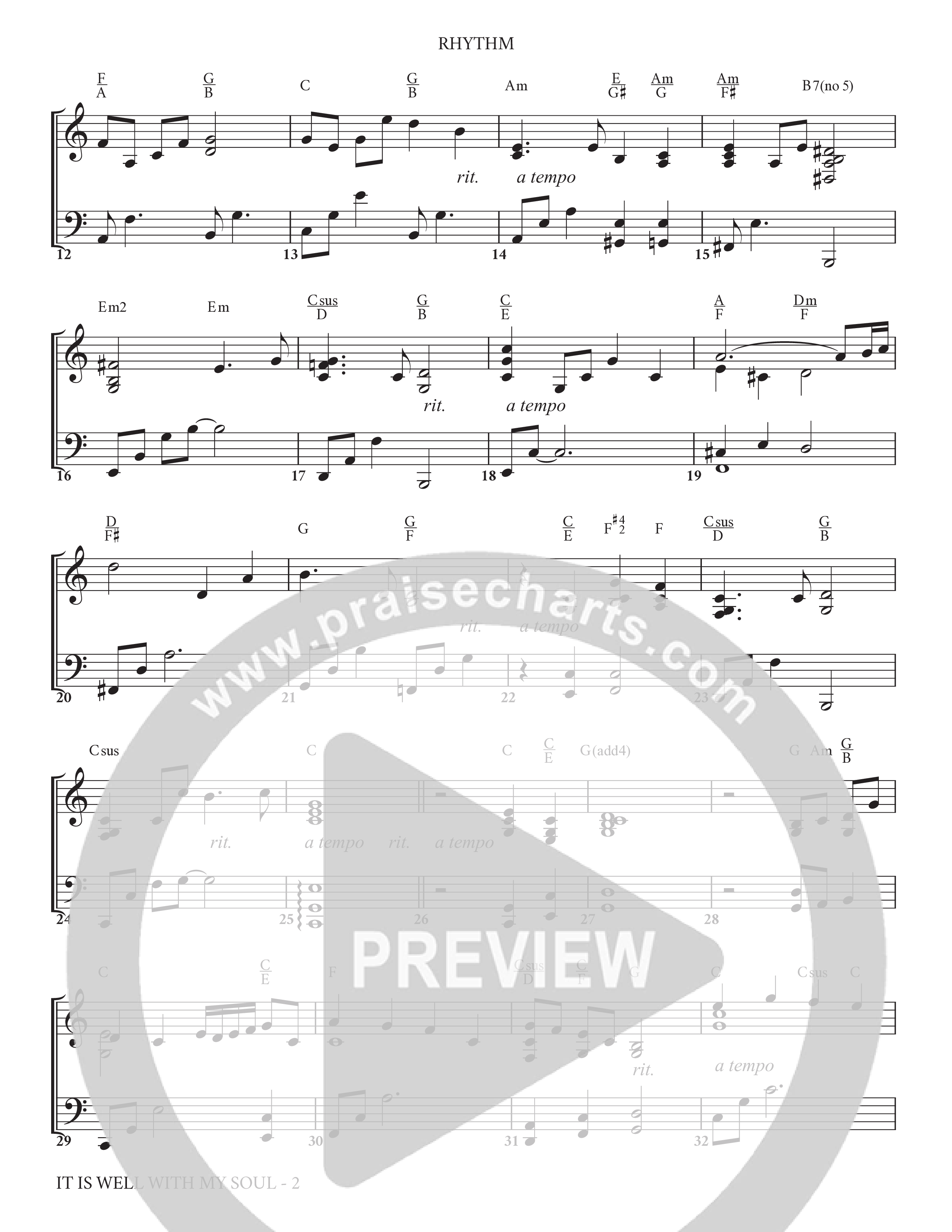 It Is Well (Choral Anthem SATB) Rhythm Chart (Charles Billingsley / Arr. Adam Lancaster)