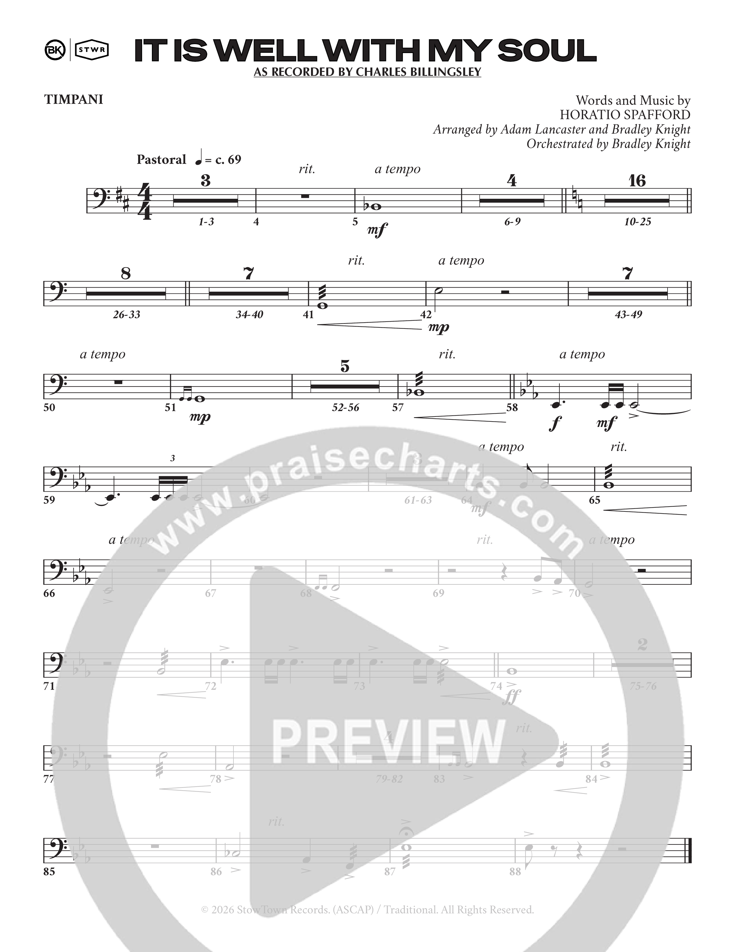It Is Well (Choral Anthem SATB) Timpani (Charles Billingsley / Arr. Adam Lancaster)
