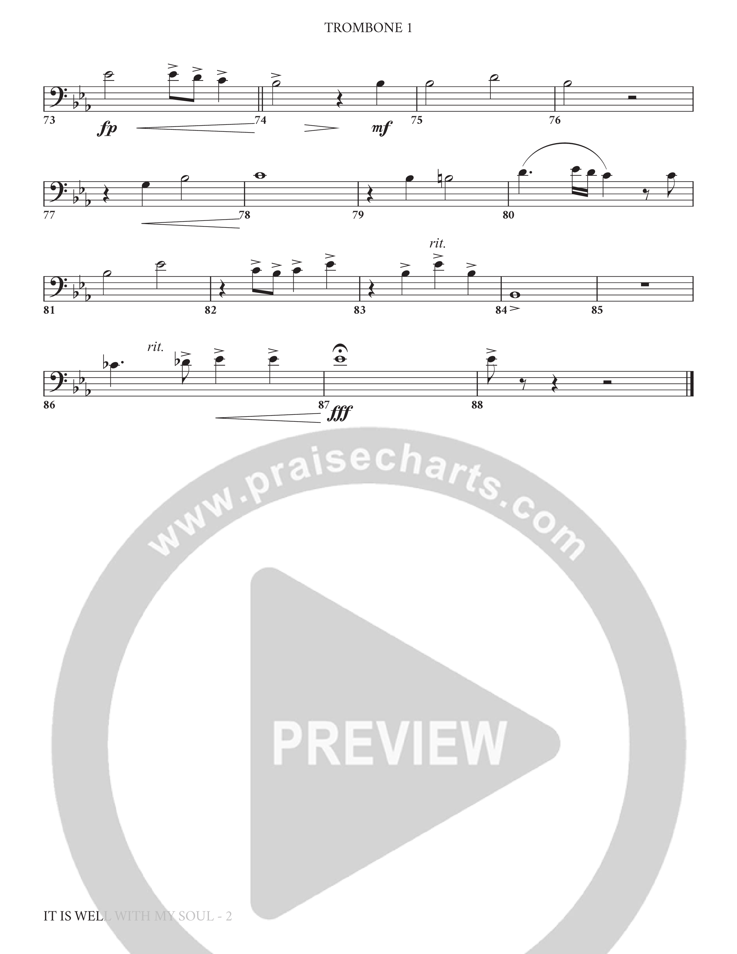 It Is Well (Choral Anthem SATB) Trombone 1 (Charles Billingsley / Arr. Adam Lancaster)