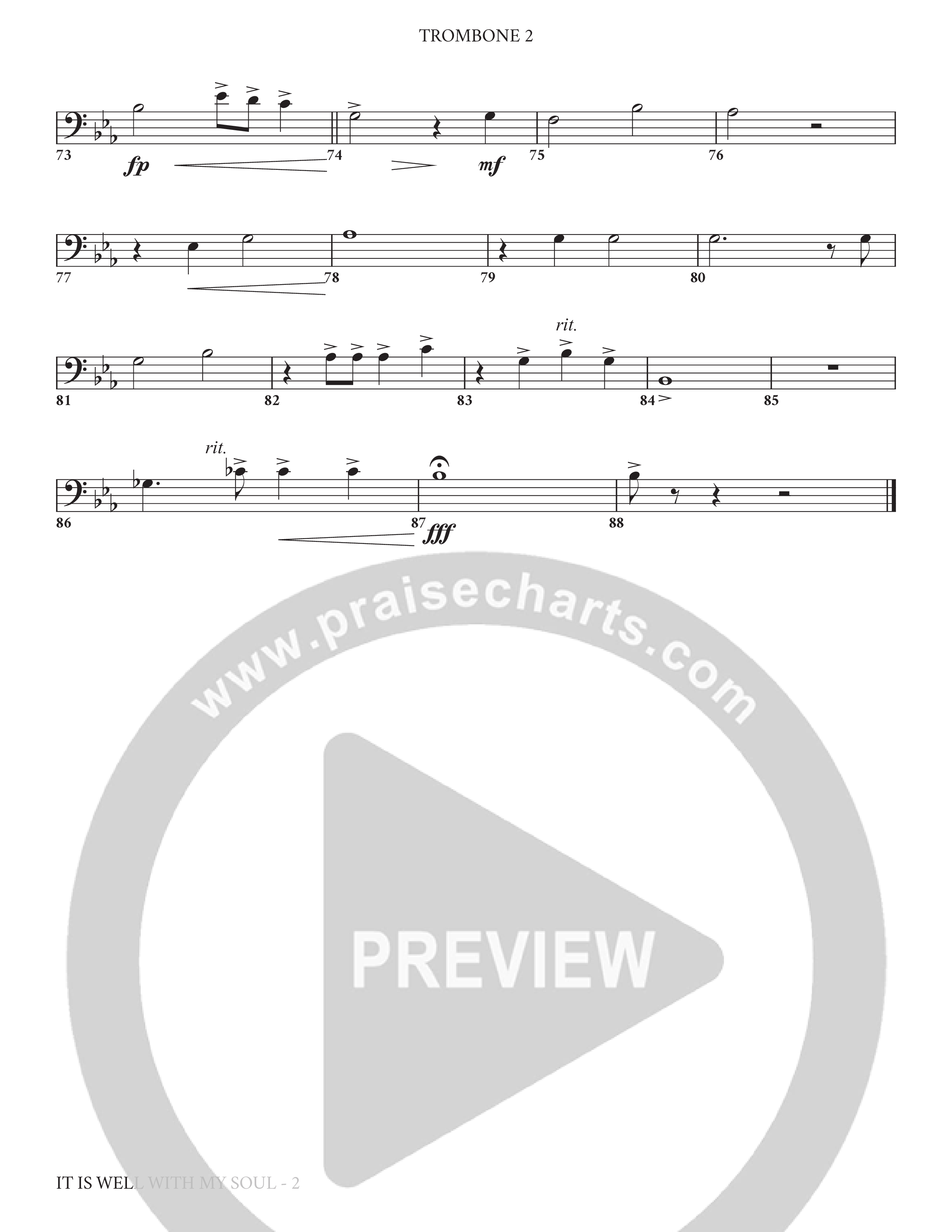 It Is Well (Choral Anthem SATB) Trombone 2 (Charles Billingsley / Arr. Adam Lancaster)