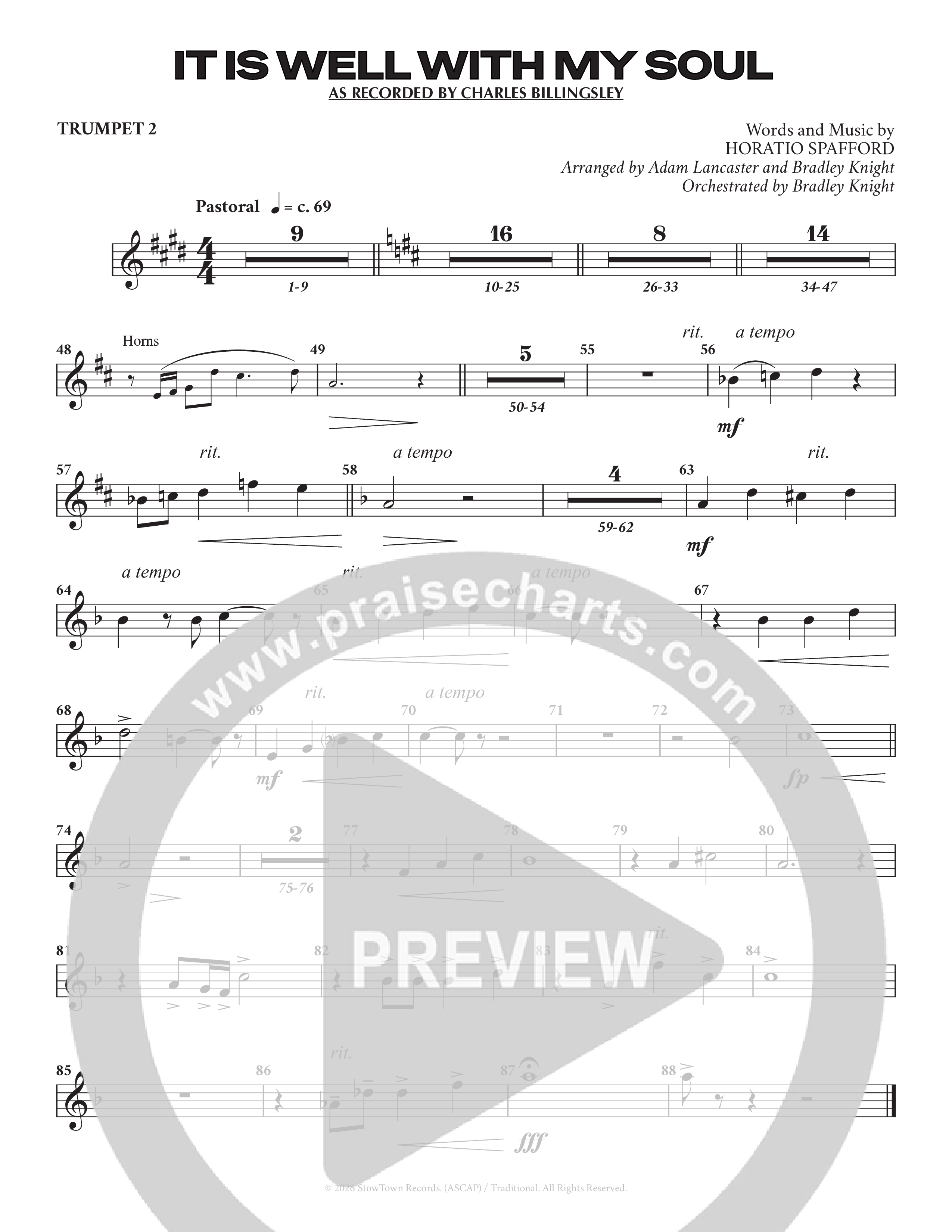 It Is Well (Choral Anthem SATB) Trumpet 2 (Charles Billingsley / Arr. Adam Lancaster)