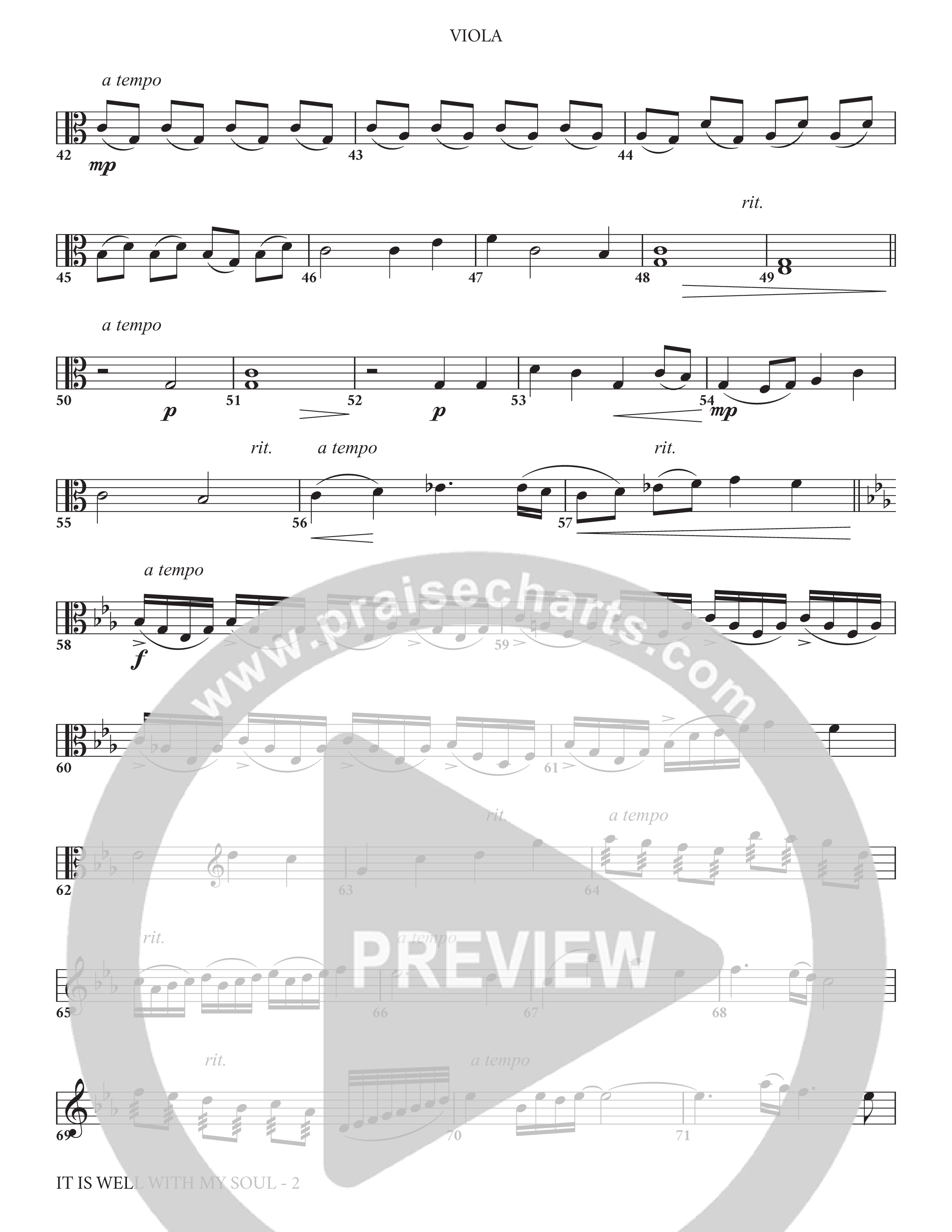 It Is Well (Choral Anthem SATB) Viola (Charles Billingsley / Arr. Adam Lancaster)