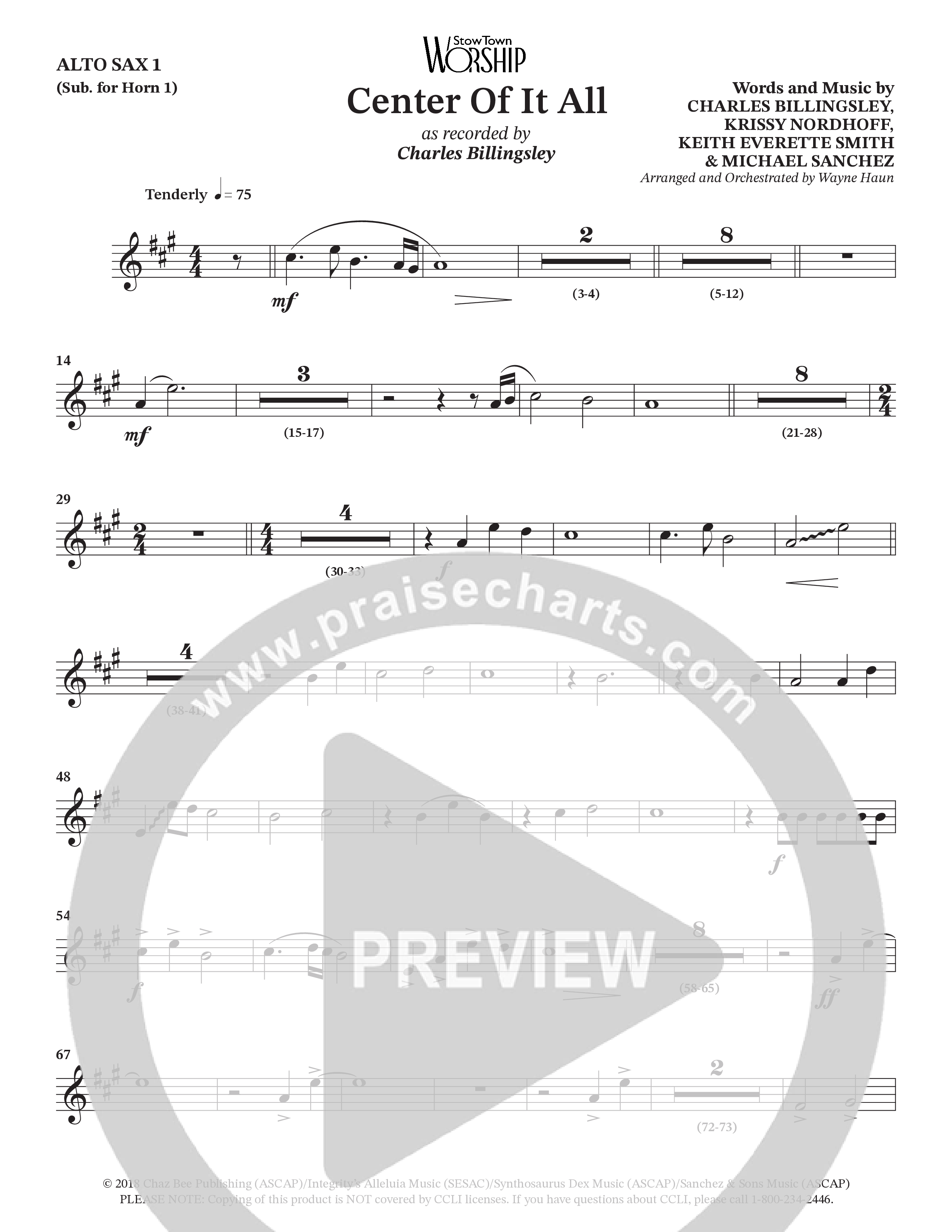 Center Of It All (Choral Anthem SATB) Alto Sax (Charles Billingsley / Arr. Wayne Haun)