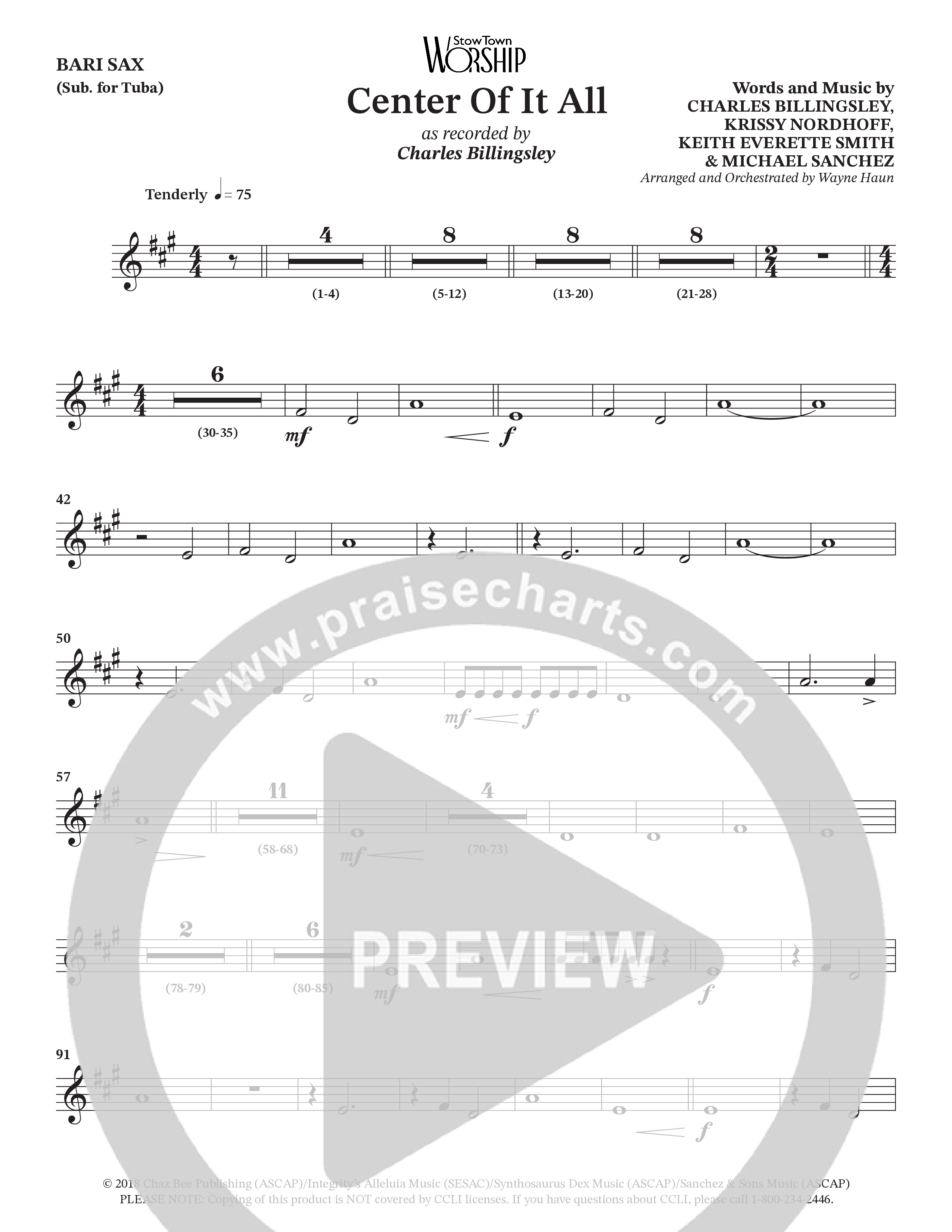 Center Of It All (Choral Anthem SATB) Bari Sax (Charles Billingsley / Arr. Wayne Haun)