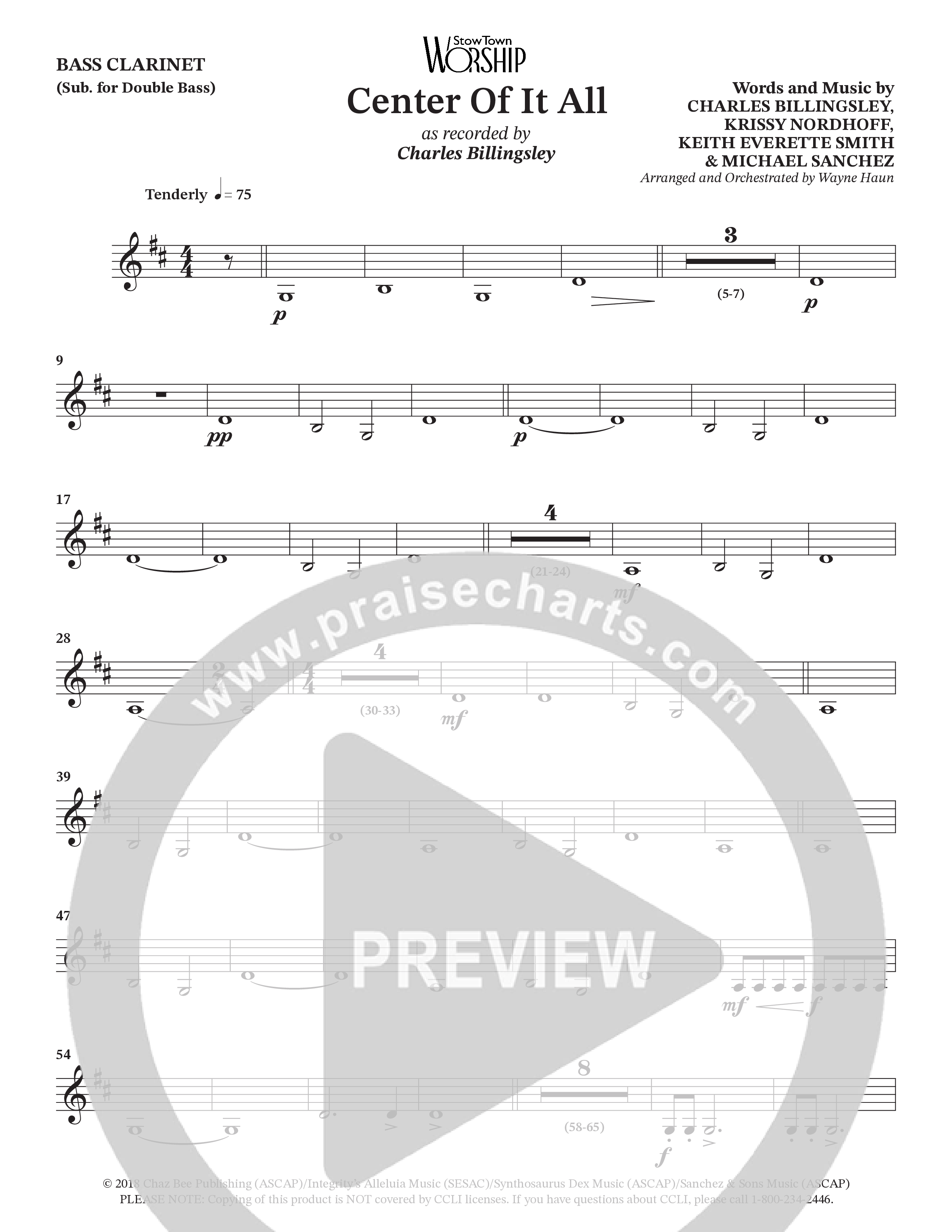 Center Of It All (Choral Anthem SATB) Bass Clarinet (Charles Billingsley / Arr. Wayne Haun)