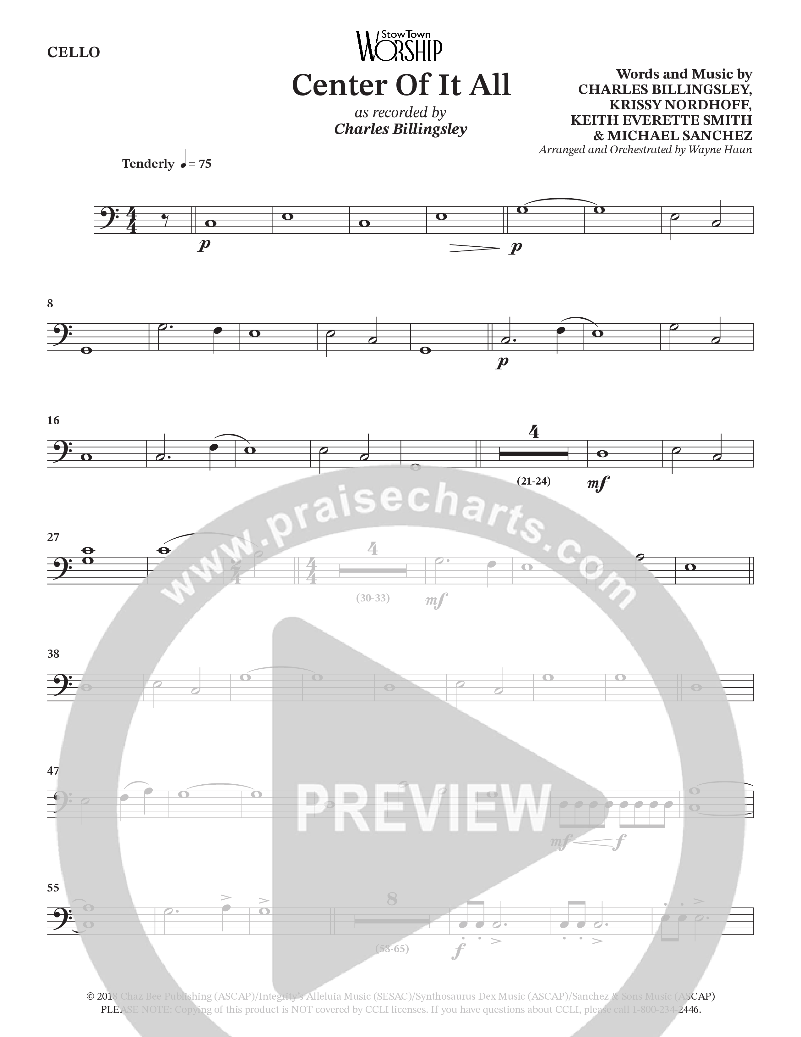 Center Of It All (Choral Anthem SATB) Cello (Charles Billingsley / Arr. Wayne Haun)