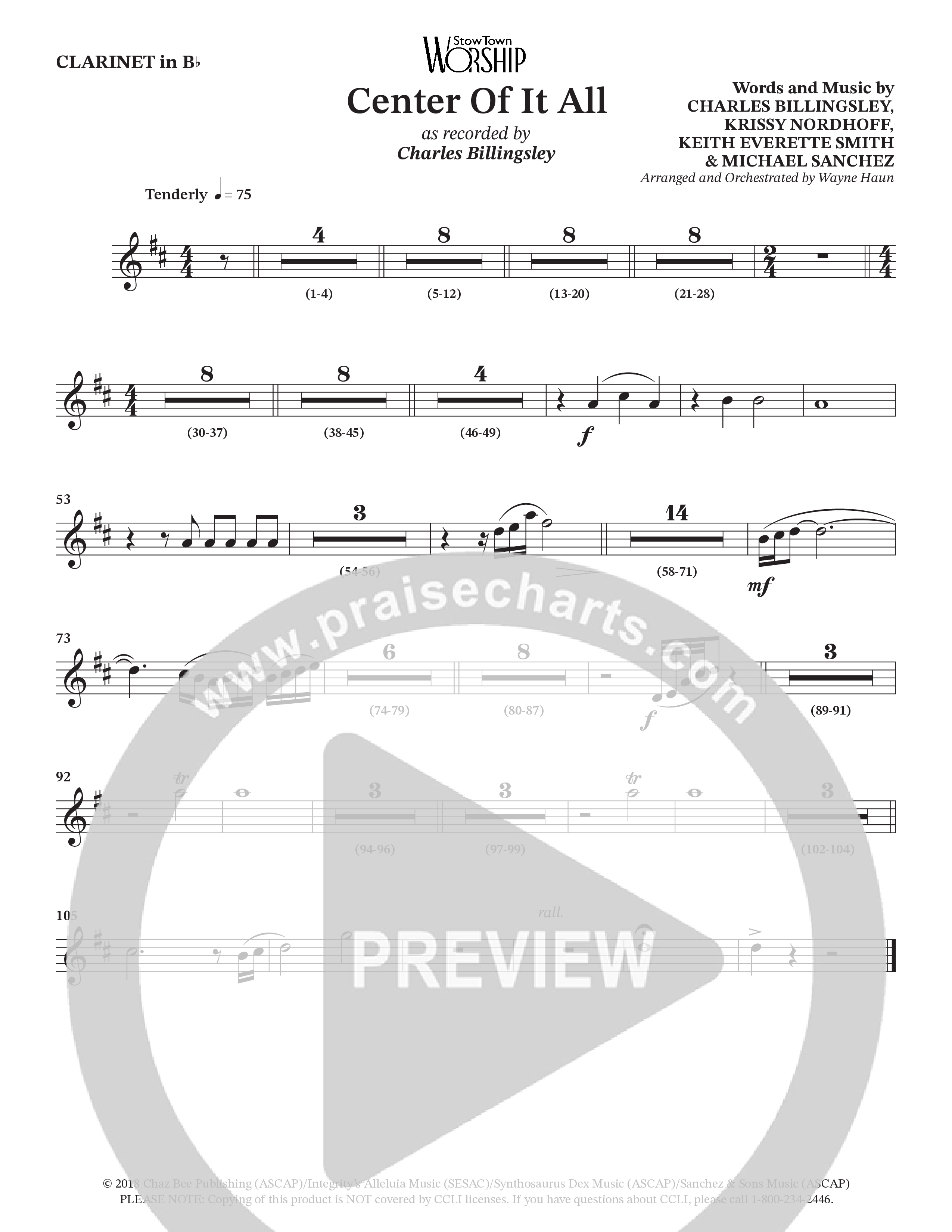 Center Of It All (Choral Anthem SATB) Clarinet (Charles Billingsley / Arr. Wayne Haun)