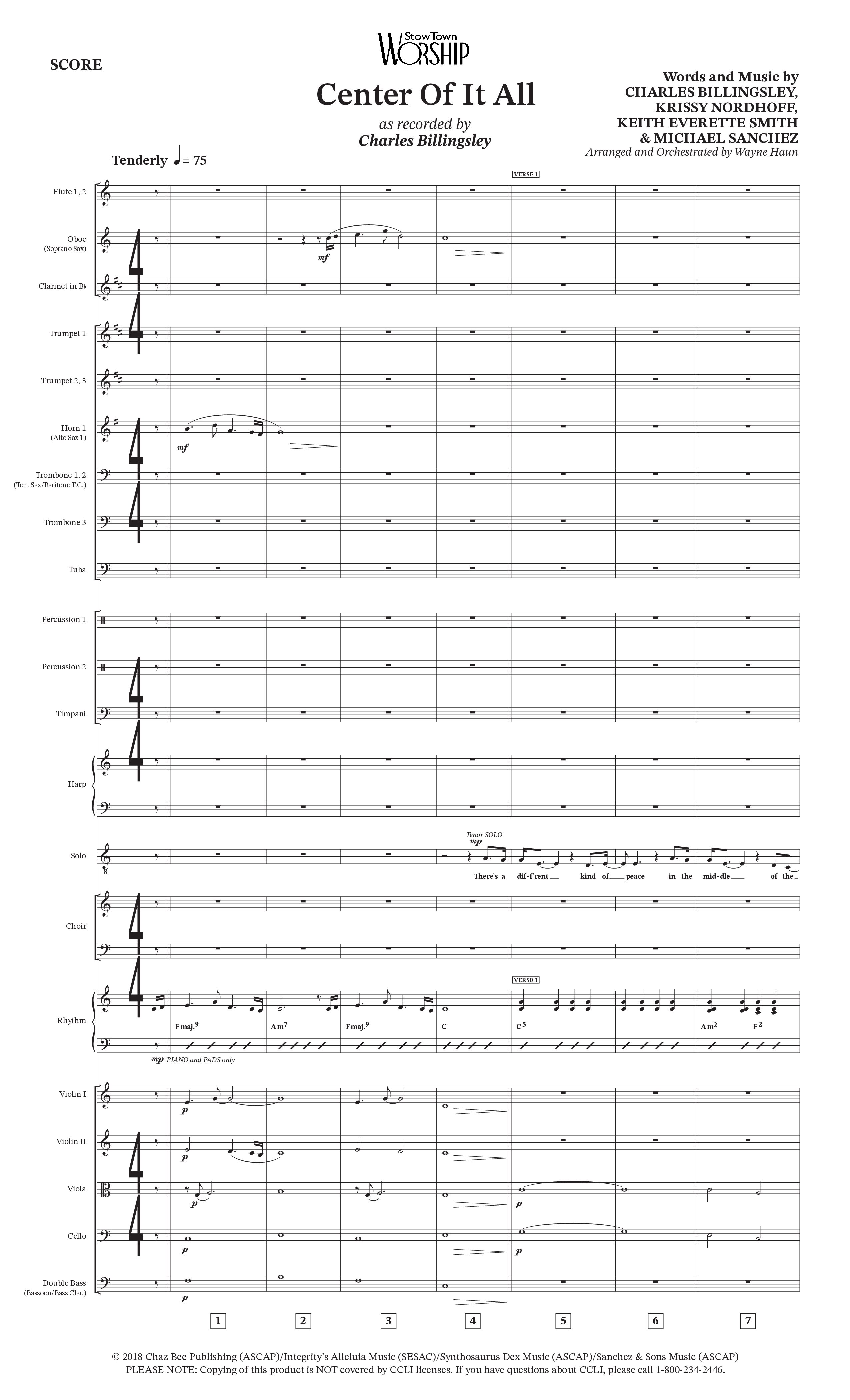 Center Of It All (Choral Anthem SATB) Orchestration (Charles Billingsley / Arr. Wayne Haun)