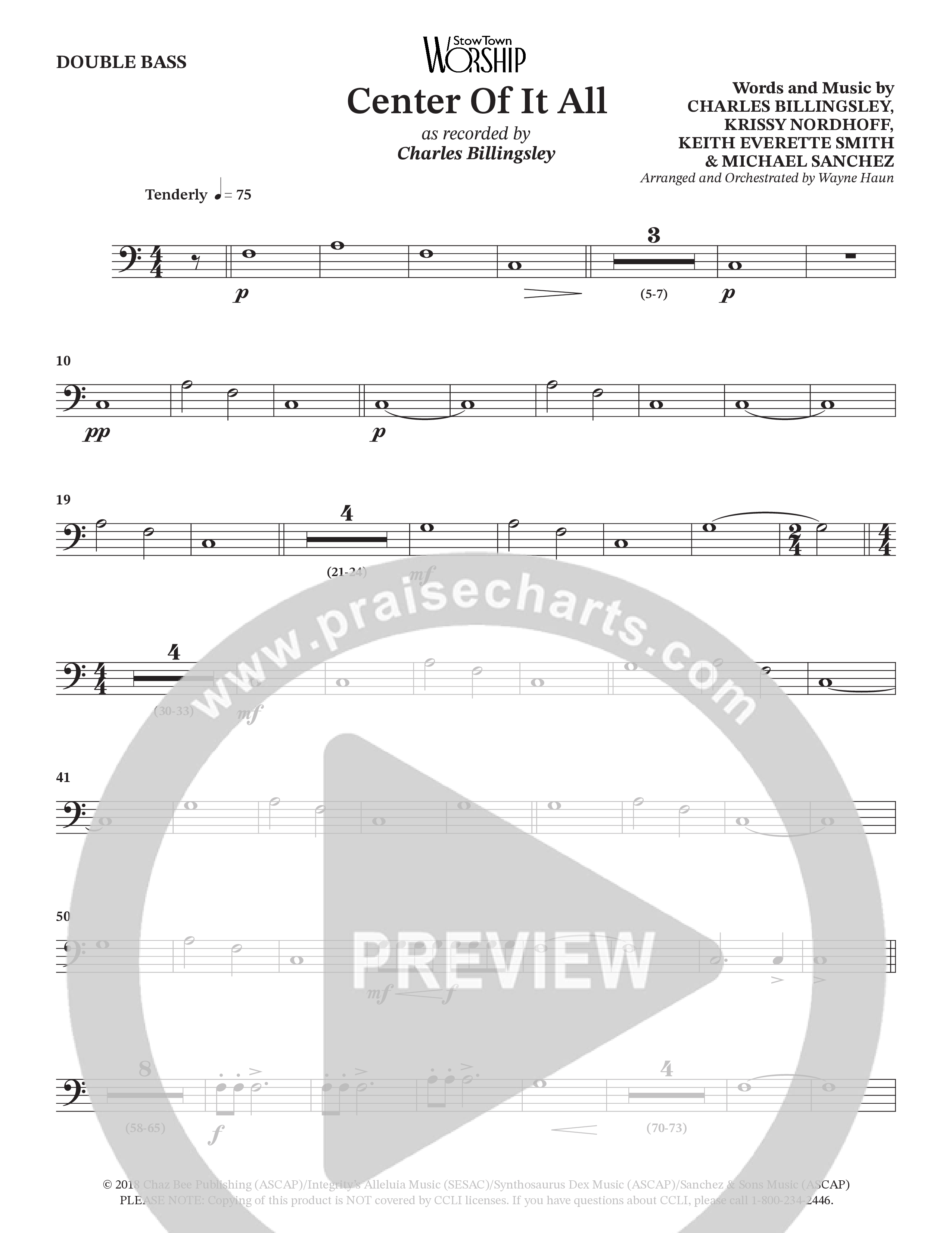 Center Of It All (Choral Anthem SATB) Double Bass (Charles Billingsley / Arr. Wayne Haun)