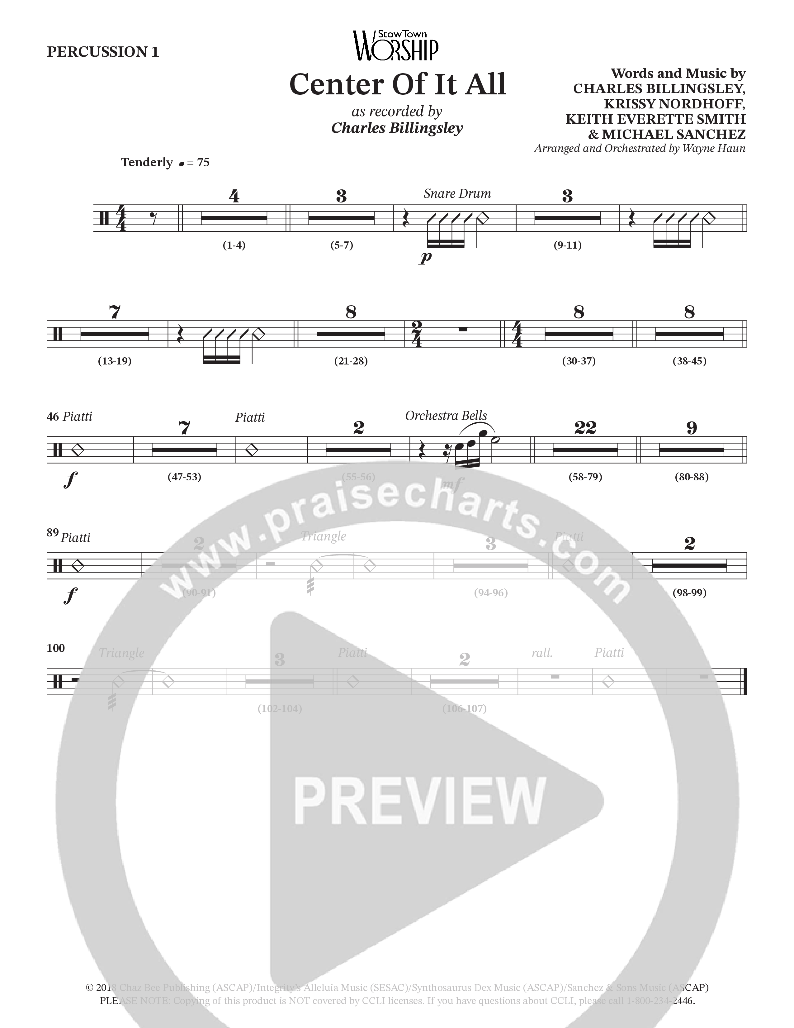Center Of It All (Choral Anthem SATB) Percussion 1/2 (Charles Billingsley / Arr. Wayne Haun)