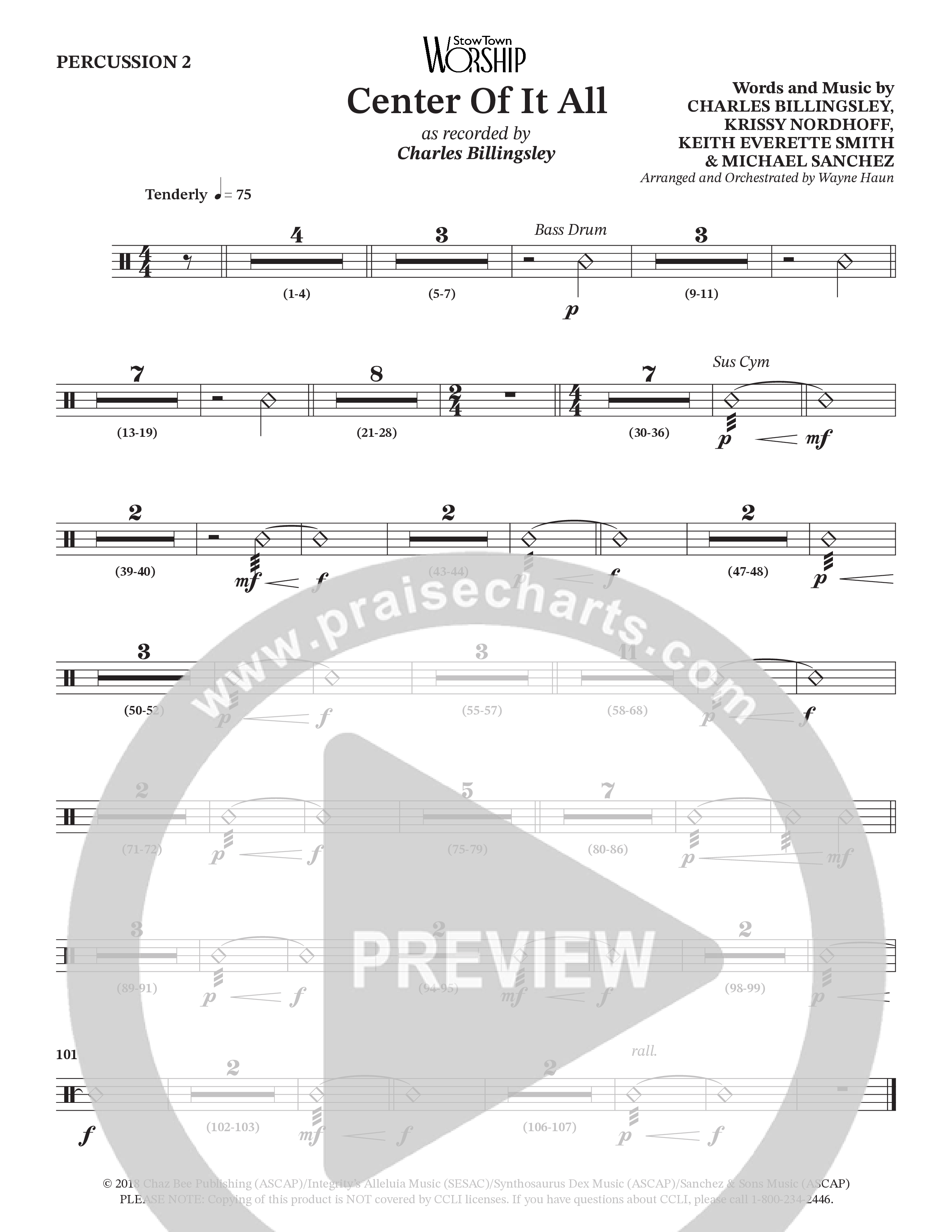 Center Of It All (Choral Anthem SATB) Percussion 1/2 (Charles Billingsley / Arr. Wayne Haun)