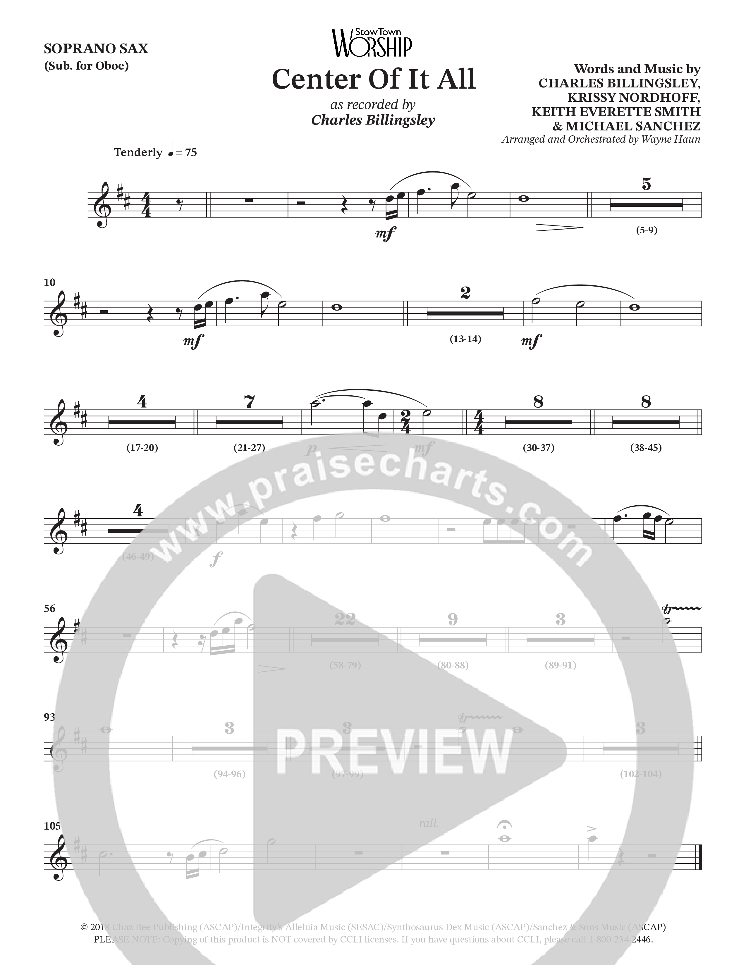 Center Of It All (Choral Anthem SATB) Soprano Sax (Charles Billingsley / Arr. Wayne Haun)