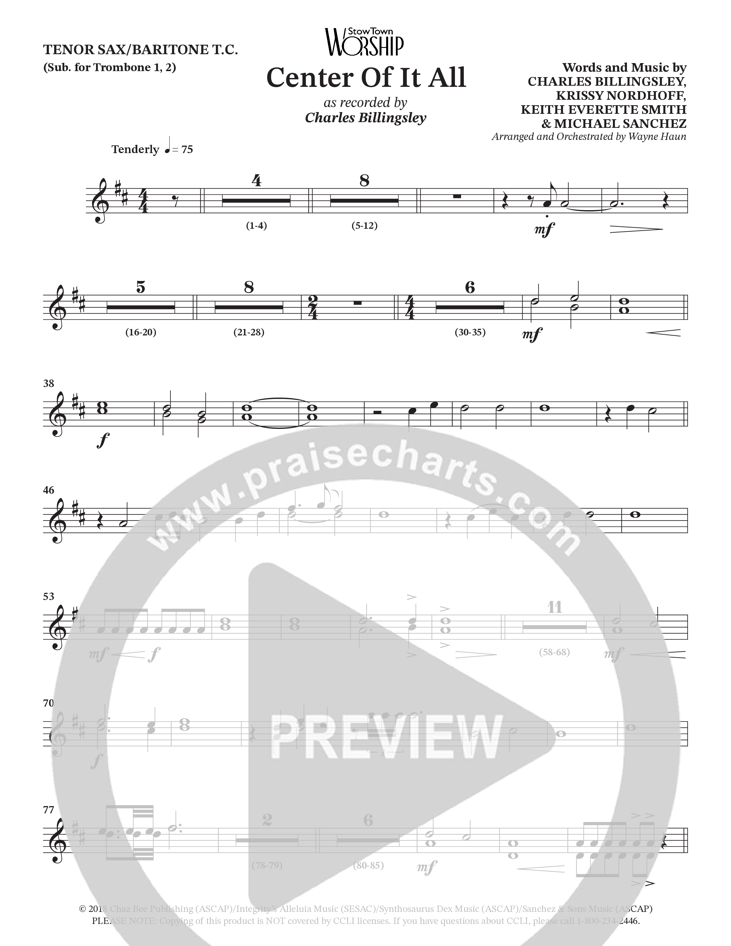 Center Of It All (Choral Anthem SATB) Tenor Sax/Baritone T.C. (Charles Billingsley / Arr. Wayne Haun)