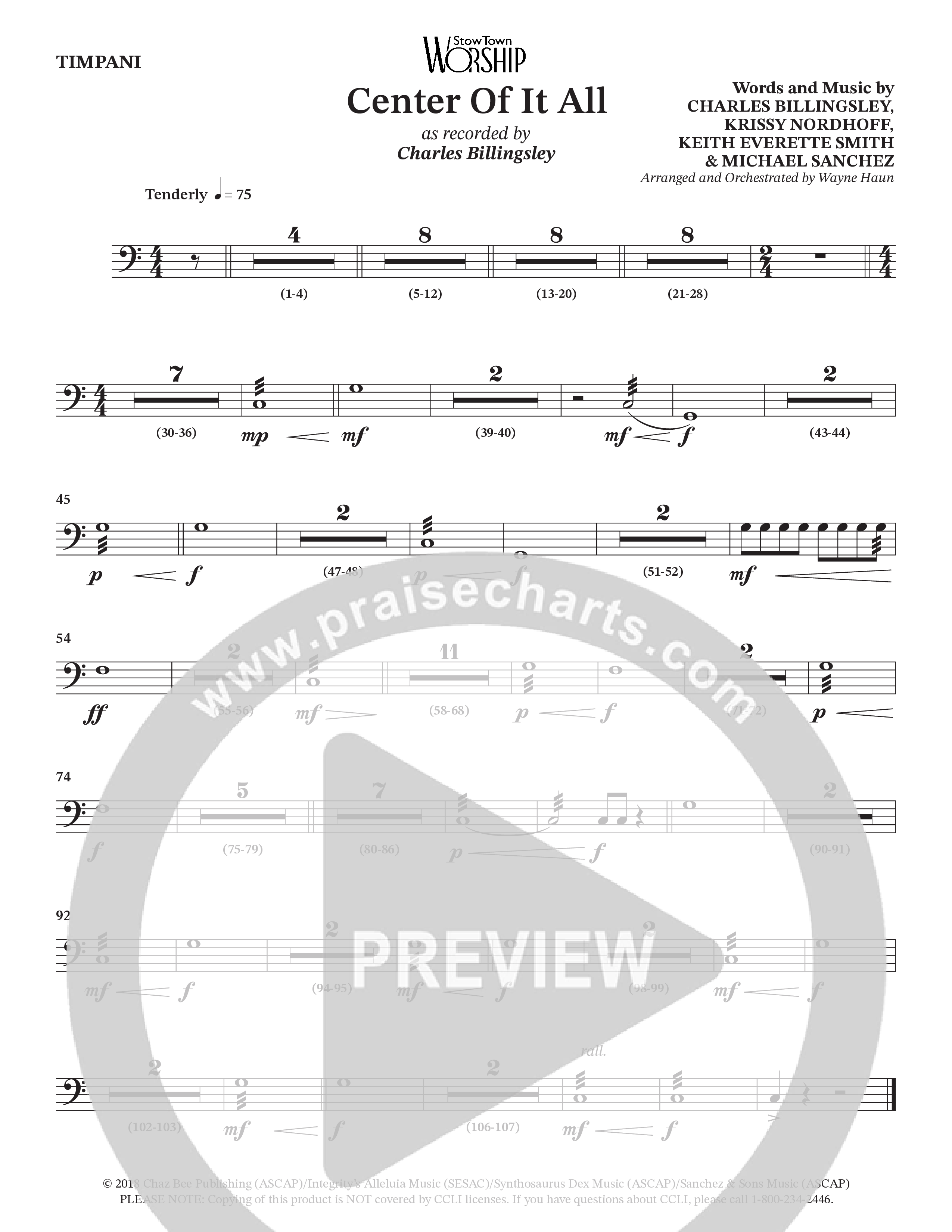 Center Of It All (Choral Anthem SATB) Timpani (Charles Billingsley / Arr. Wayne Haun)
