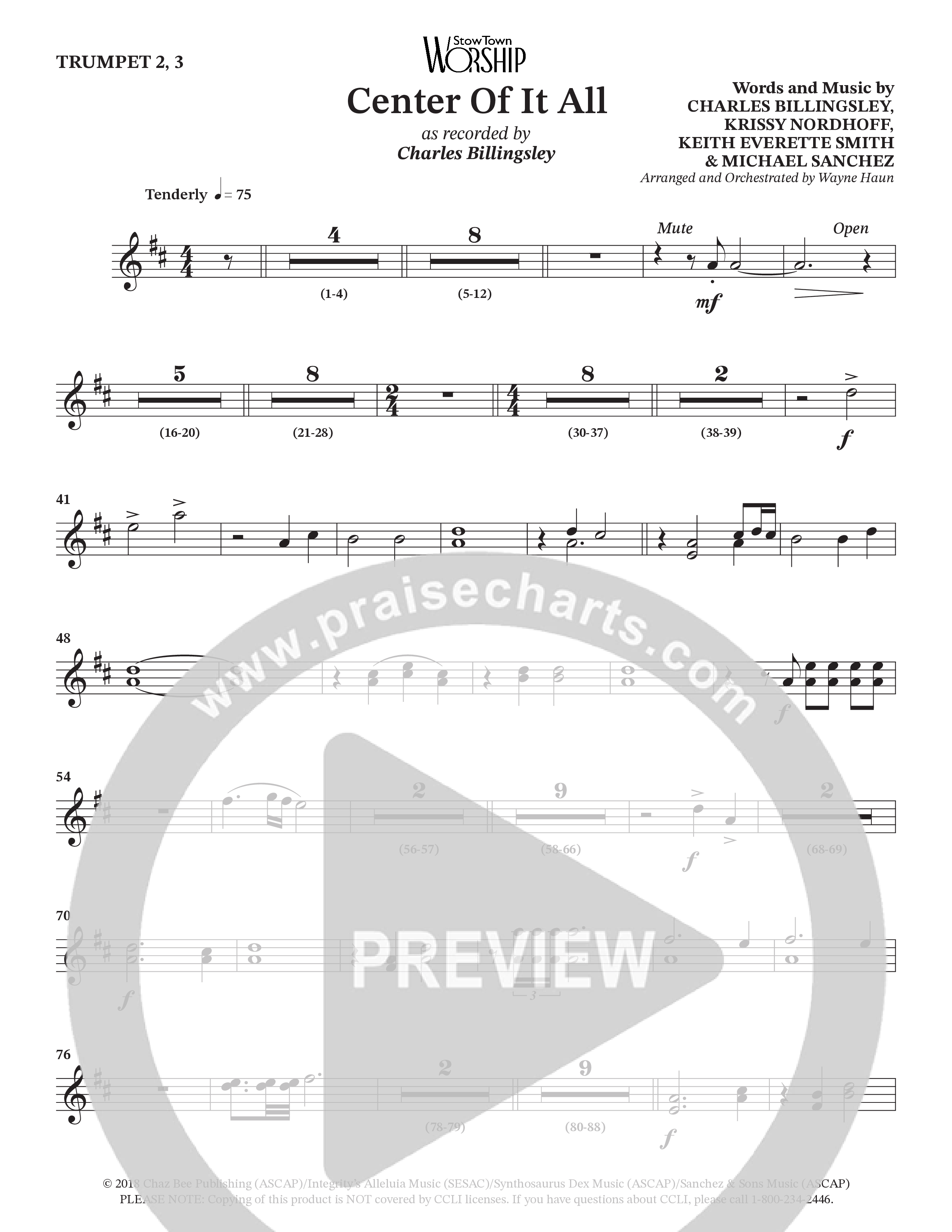 Center Of It All (Choral Anthem SATB) Trumpet 2/3 (Charles Billingsley / Arr. Wayne Haun)