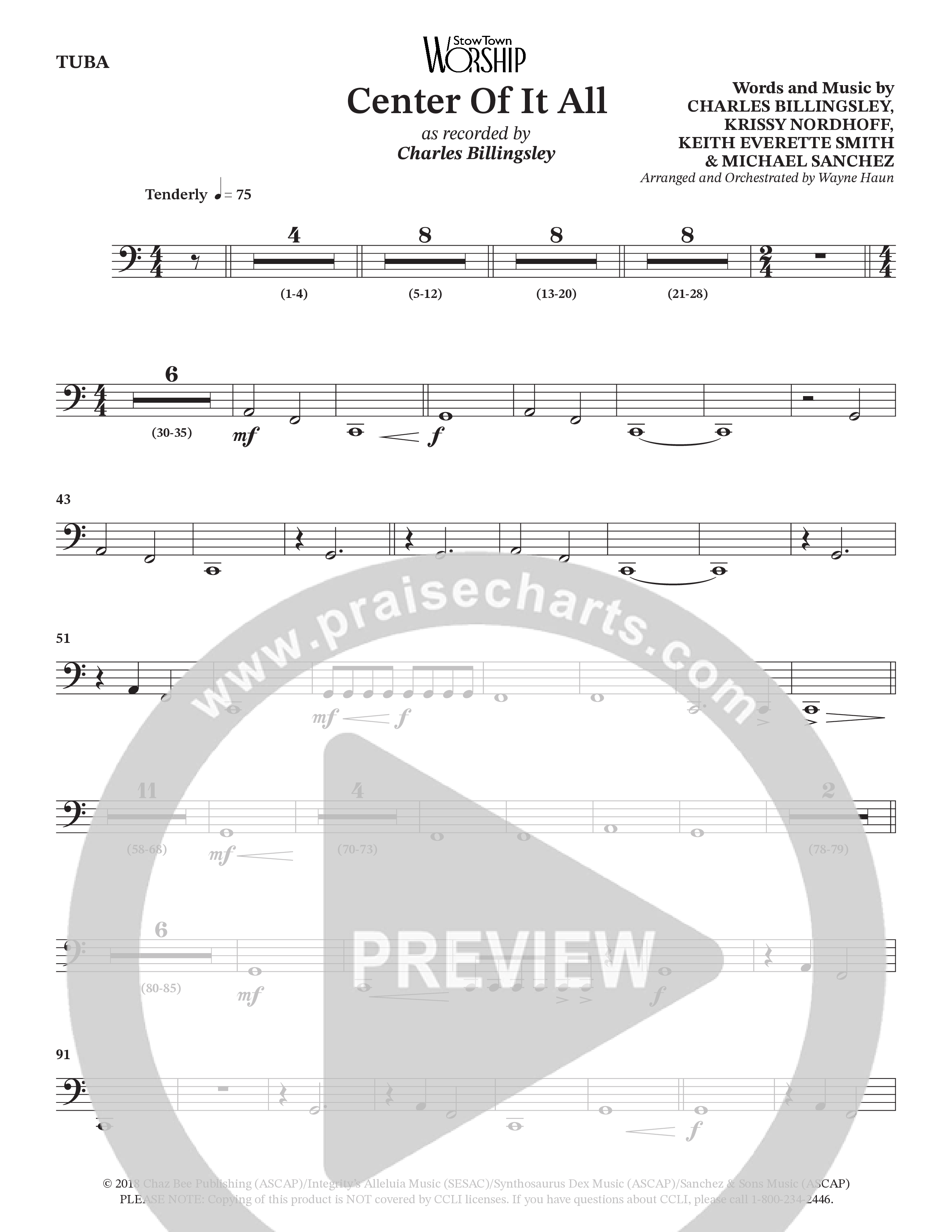 Center Of It All (Choral Anthem SATB) Tuba (Charles Billingsley / Arr. Wayne Haun)