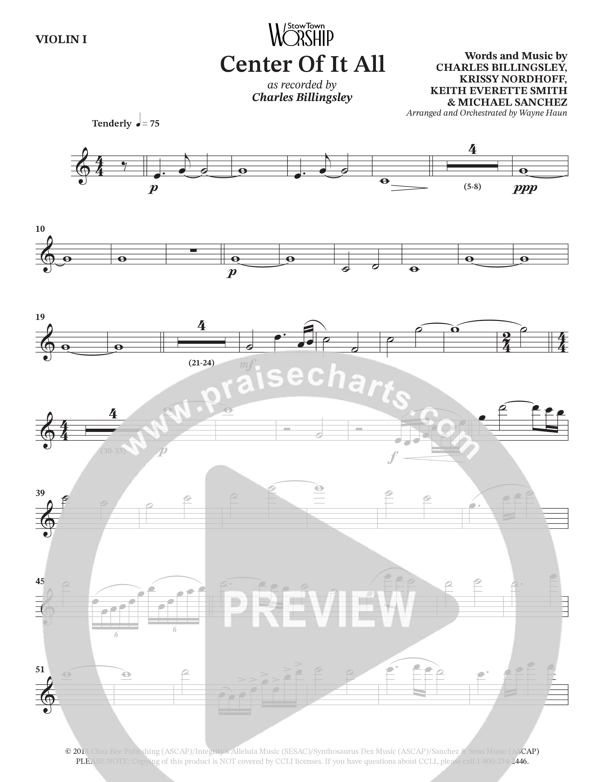 Center Of It All (Choral Anthem SATB) Violin 1 (Charles Billingsley / Arr. Wayne Haun)