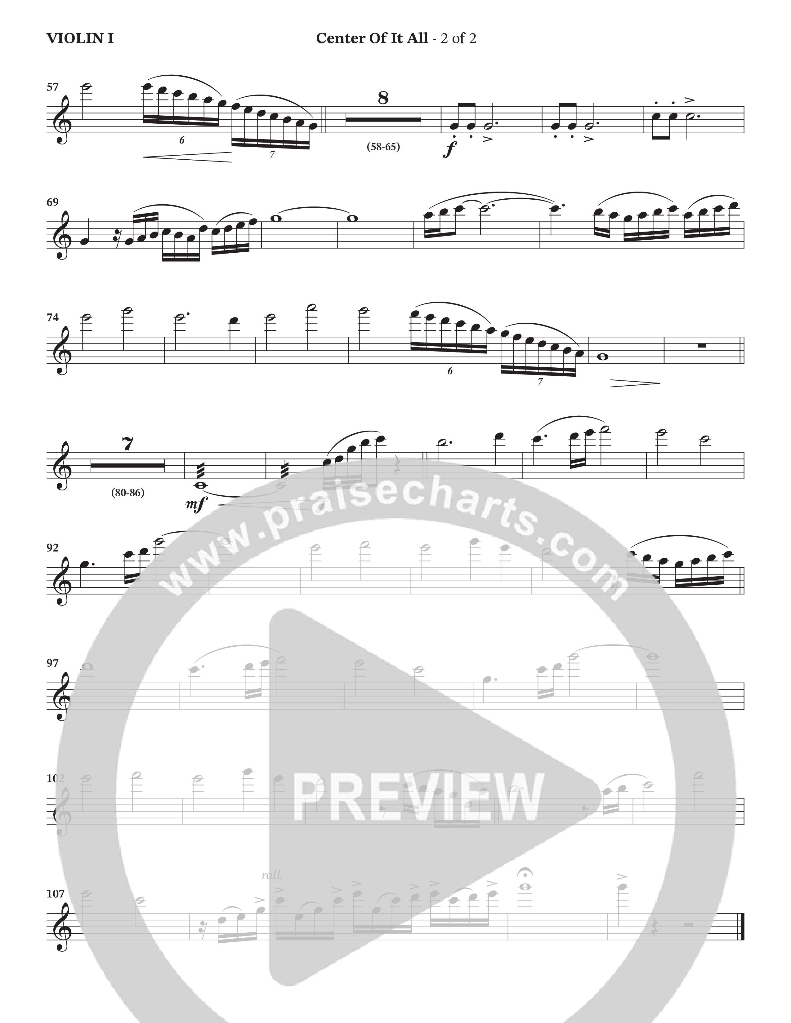Center Of It All (Choral Anthem SATB) Violin 1 (Charles Billingsley / Arr. Wayne Haun)