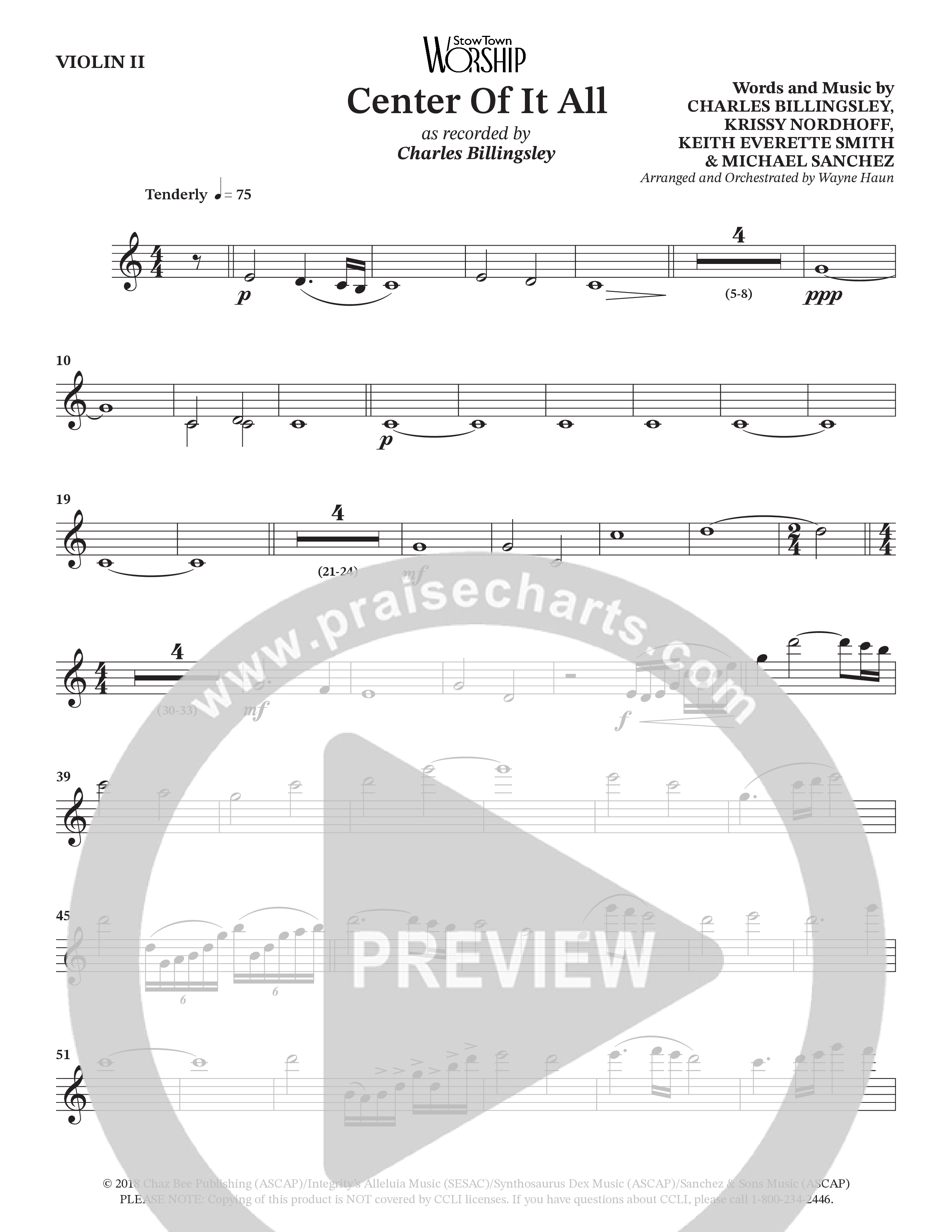 Center Of It All (Choral Anthem SATB) Violin 2 (Charles Billingsley / Arr. Wayne Haun)