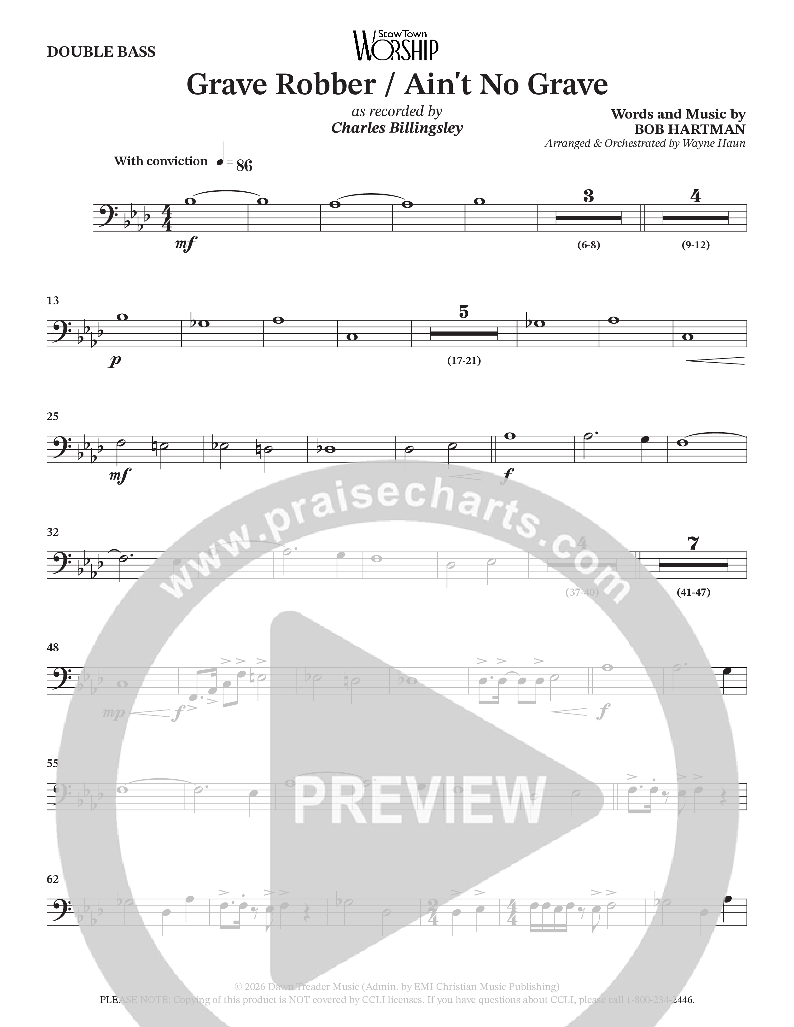 Grave Robber / Ain't No Grave (Choral Anthem SATB) Double Bass (Charles Billingsley / Arr. Wayne Haun)