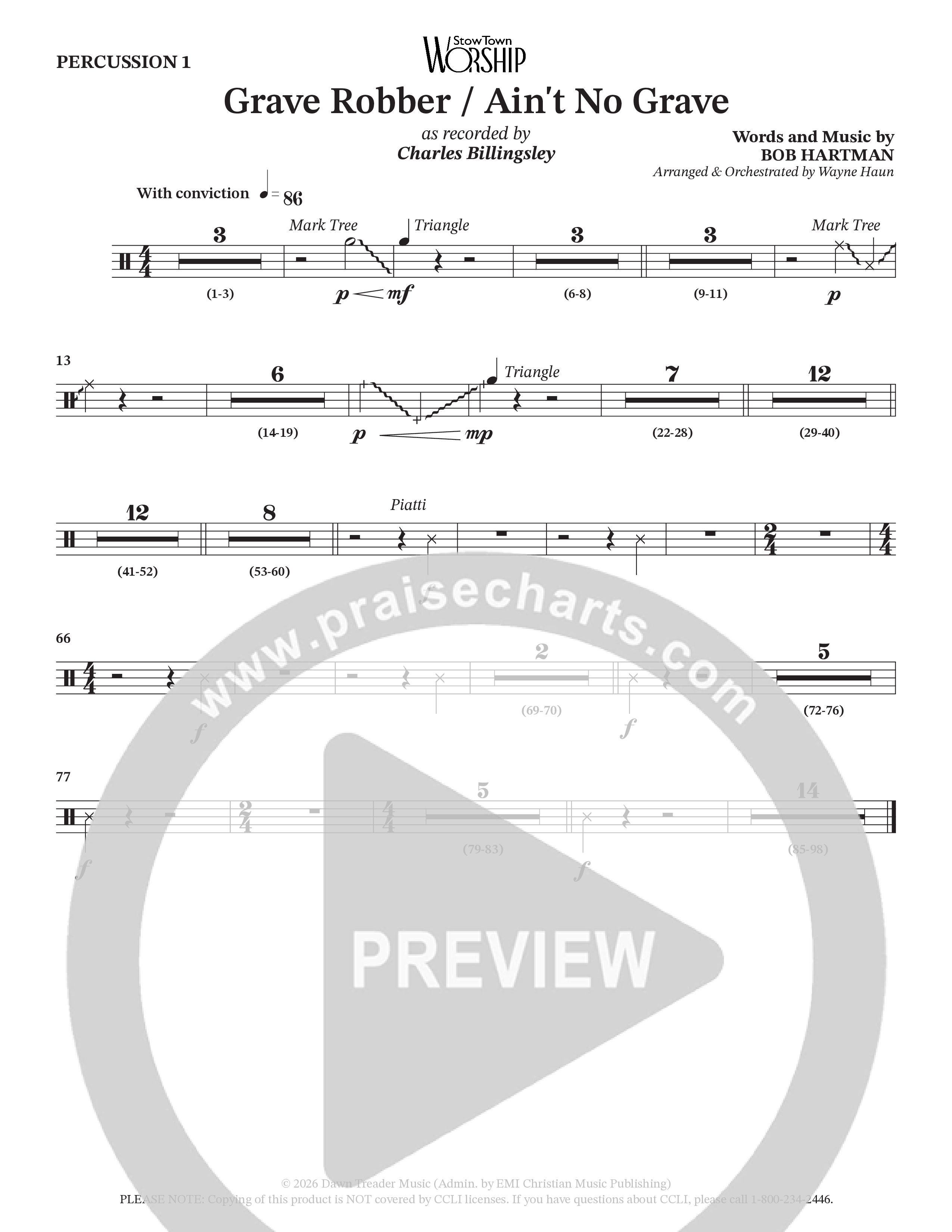 Grave Robber / Ain't No Grave (Choral Anthem SATB) Percussion 1/2 (Charles Billingsley / Arr. Wayne Haun)