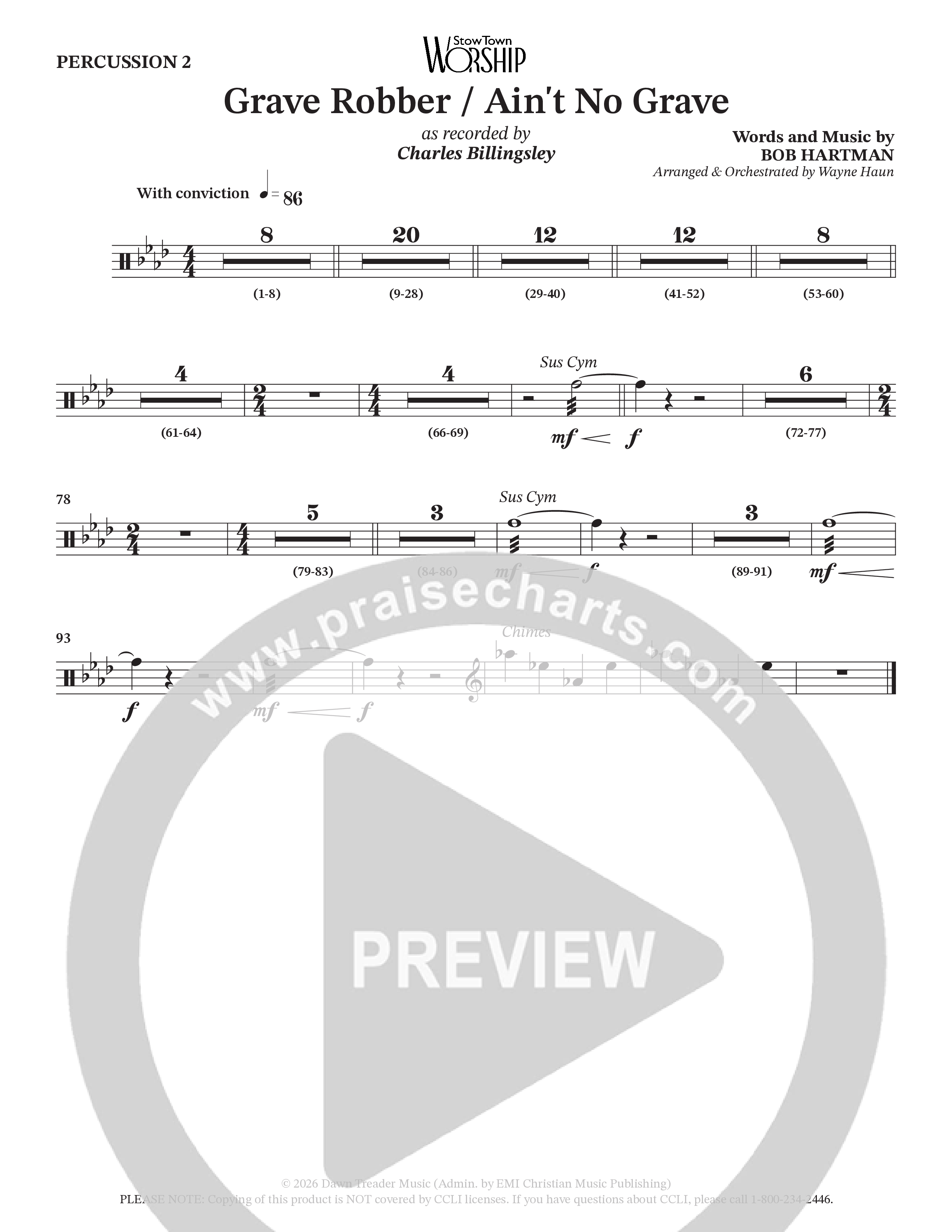 Grave Robber / Ain't No Grave (Choral Anthem SATB) Percussion 1/2 (Charles Billingsley / Arr. Wayne Haun)