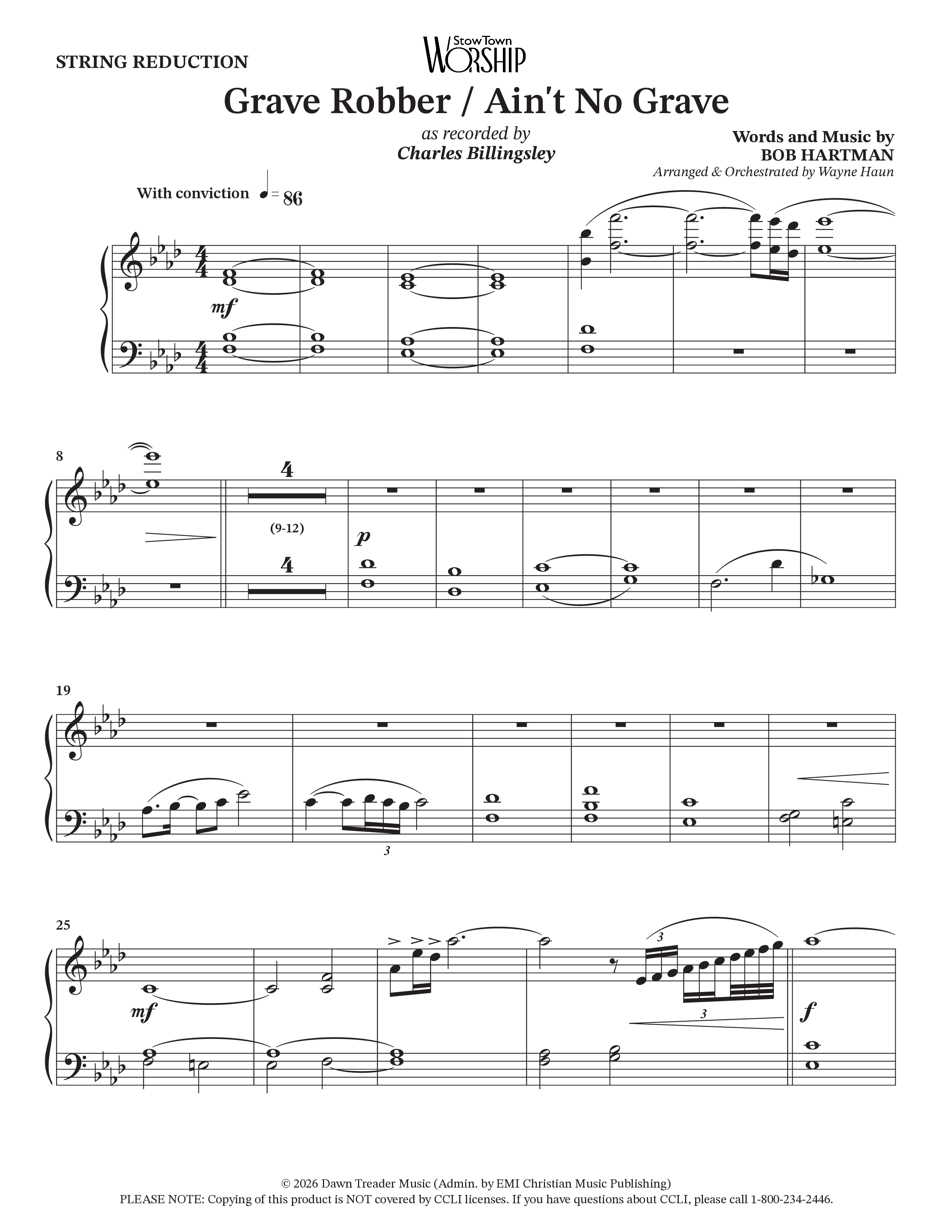 Grave Robber / Ain't No Grave (Choral Anthem SATB) String Reduction (Charles Billingsley / Arr. Wayne Haun)
