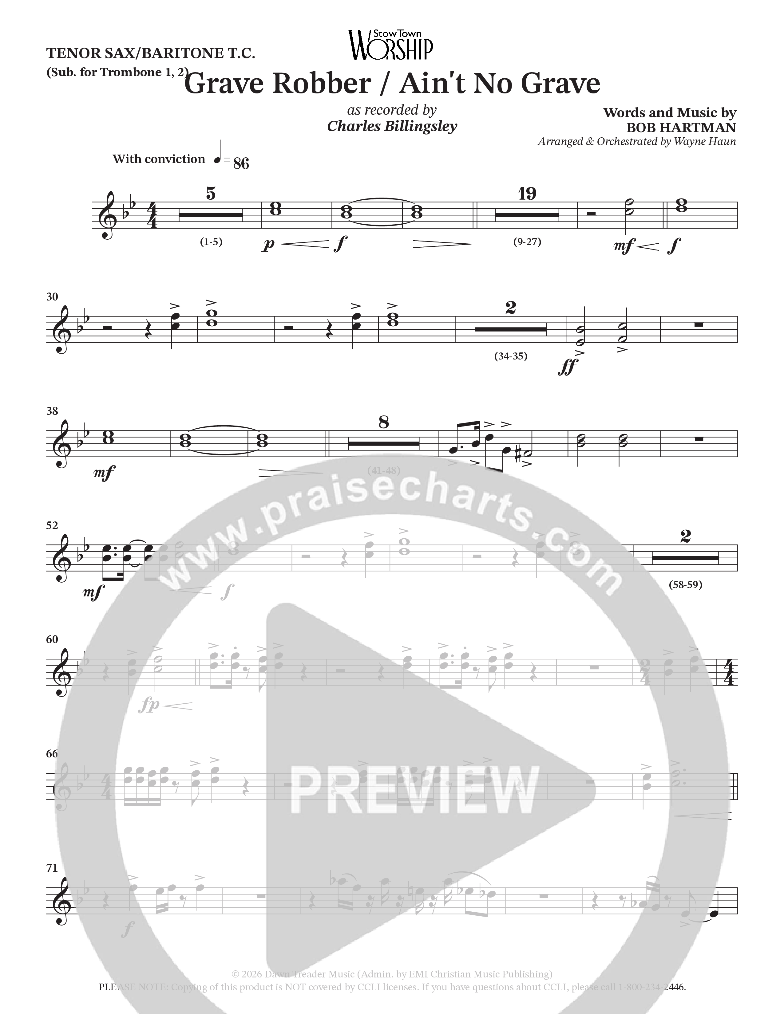 Grave Robber / Ain't No Grave (Choral Anthem SATB) Tenor Sax/Baritone T.C. (Charles Billingsley / Arr. Wayne Haun)