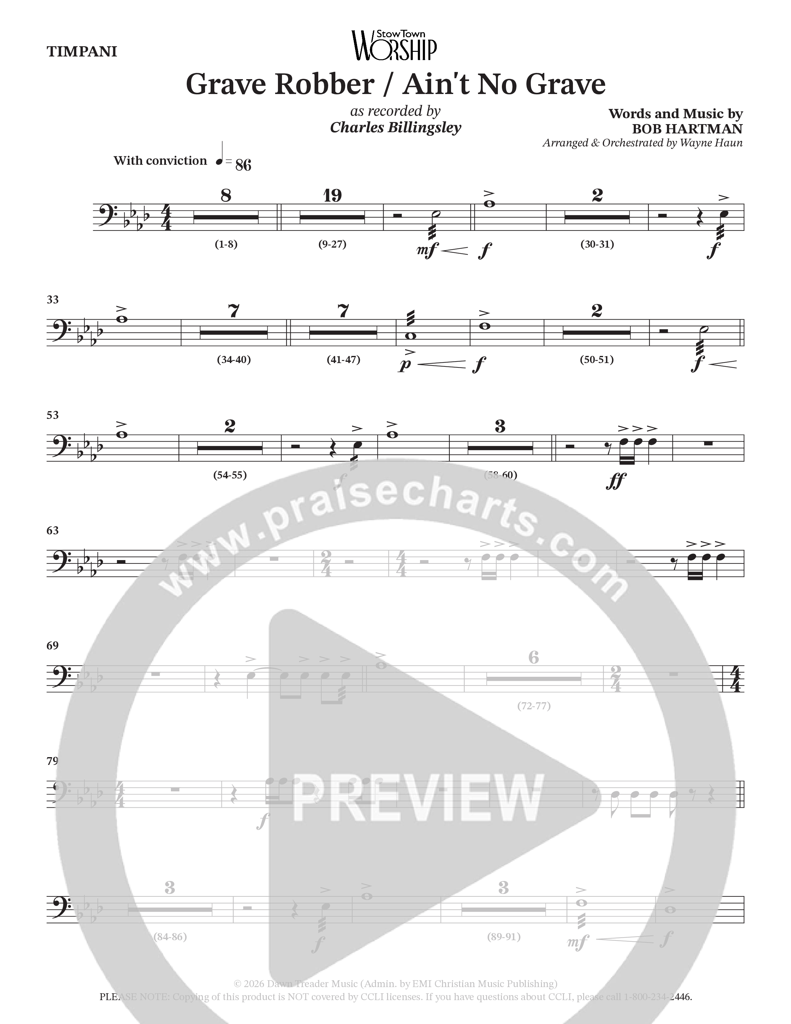 Grave Robber / Ain't No Grave (Choral Anthem SATB) Timpani (Charles Billingsley / Arr. Wayne Haun)