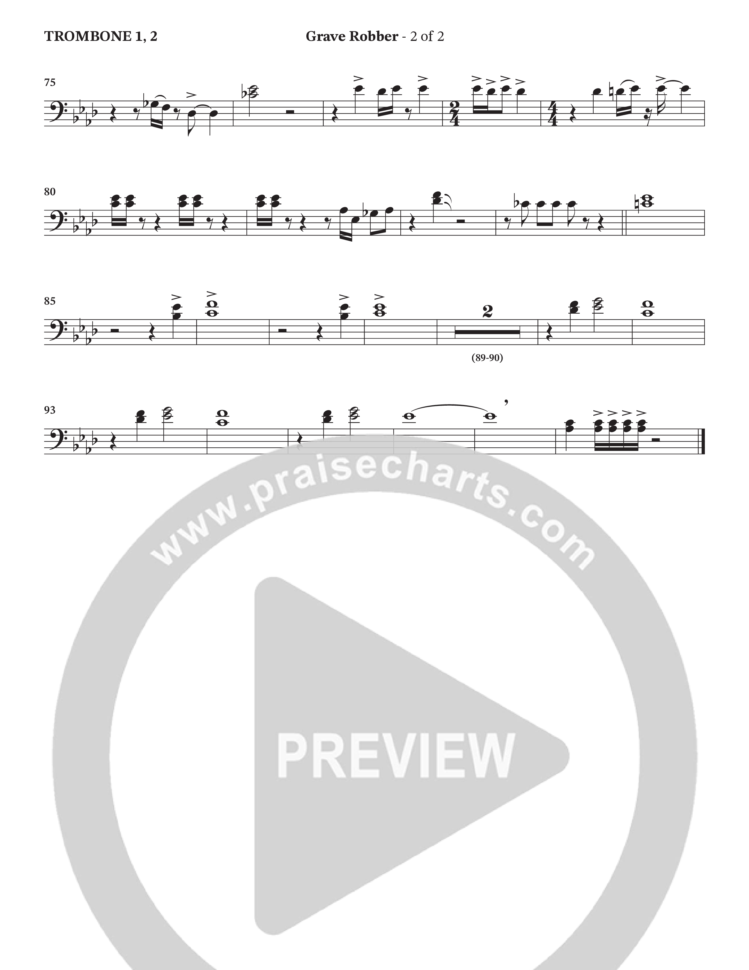 Grave Robber / Ain't No Grave (Choral Anthem SATB) Trombone 1/2 (Charles Billingsley / Arr. Wayne Haun)