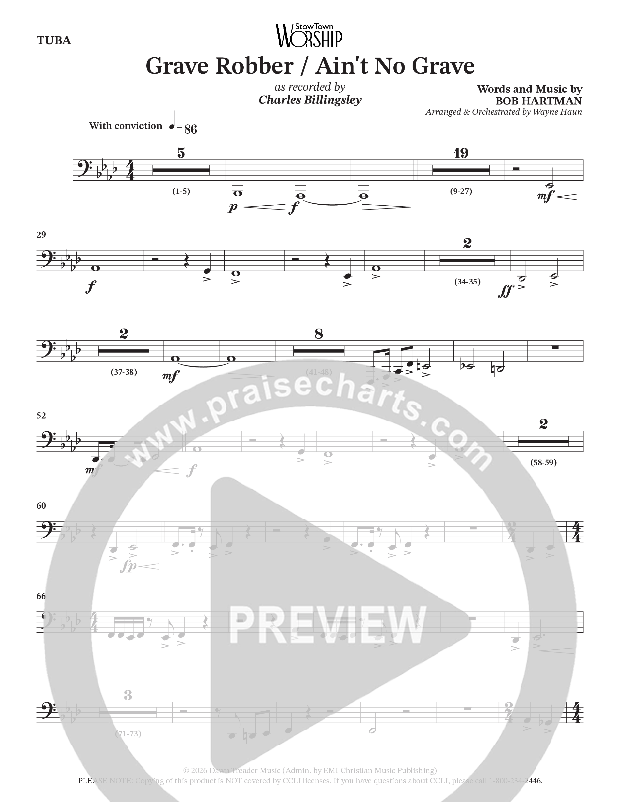 Grave Robber / Ain't No Grave (Choral Anthem SATB) Tuba (Charles Billingsley / Arr. Wayne Haun)