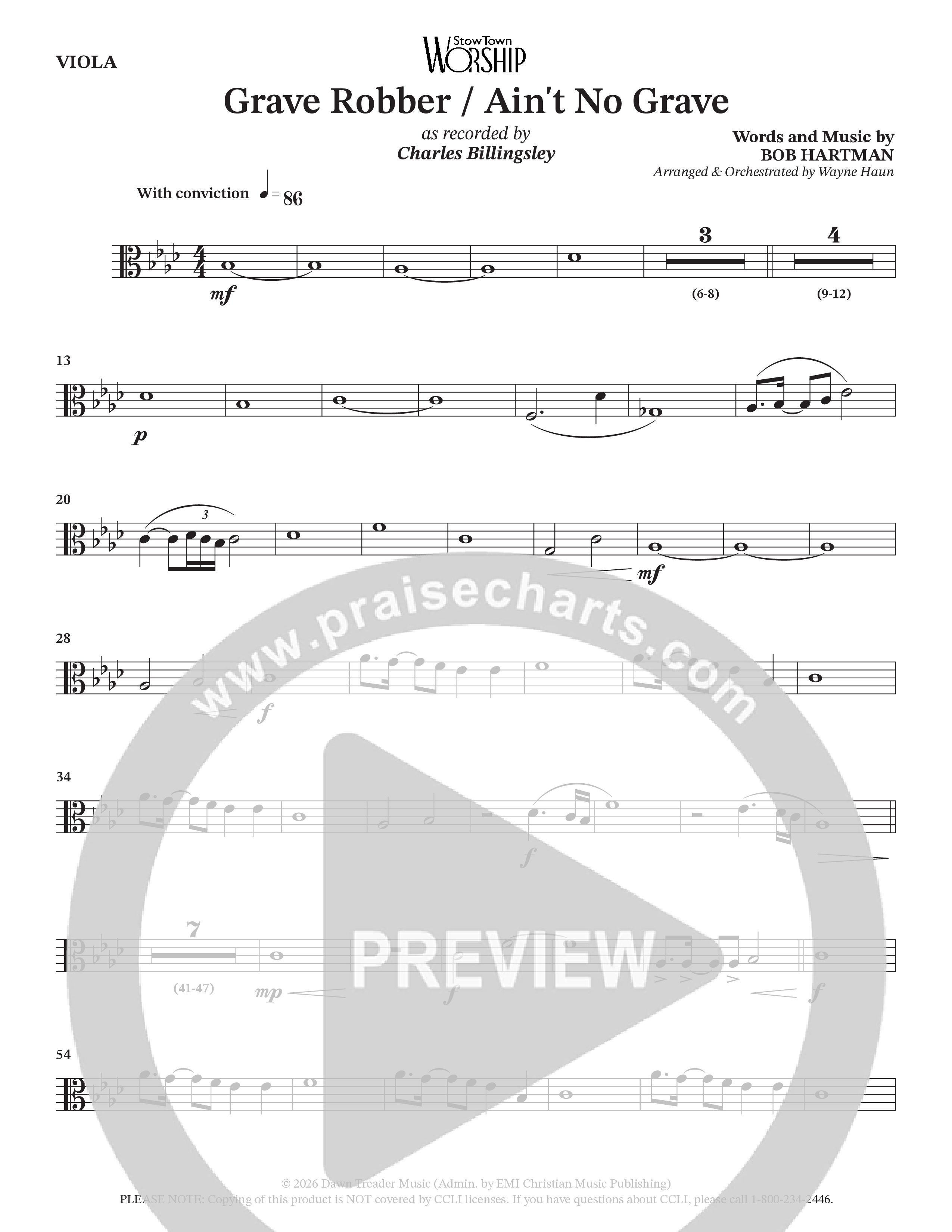 Grave Robber / Ain't No Grave (Choral Anthem SATB) Viola (Charles Billingsley / Arr. Wayne Haun)