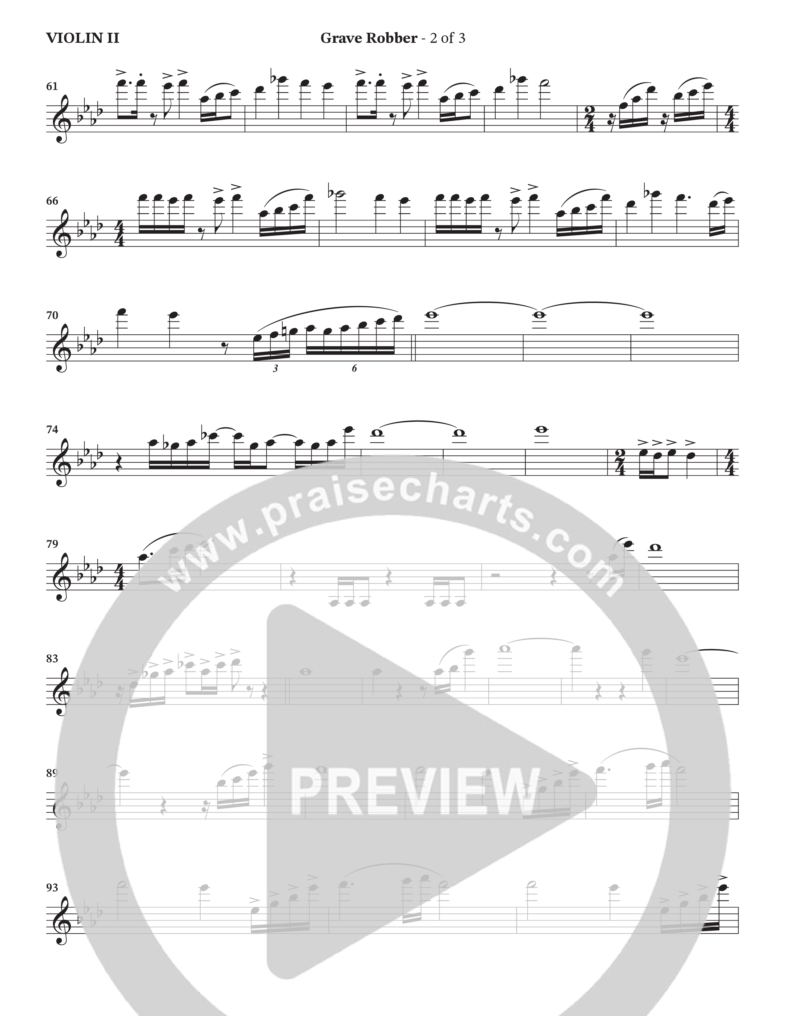 Grave Robber / Ain't No Grave (Choral Anthem SATB) Violin 2 (Charles Billingsley / Arr. Wayne Haun)