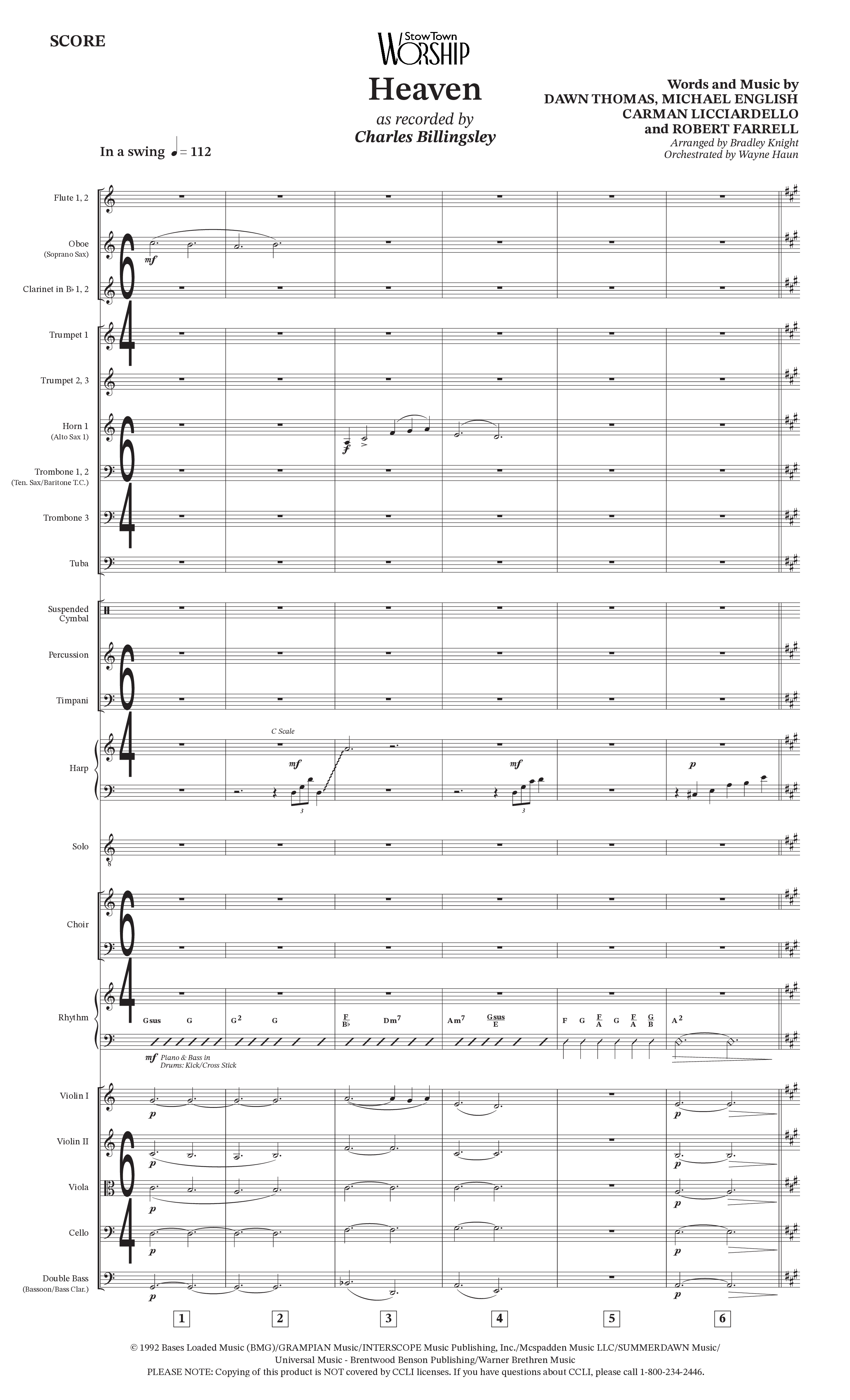 Heaven (Choral Anthem SATB) Orchestration (Charles Billingsley / Arr. Bradley Knight / Orch. Wayne Haun)