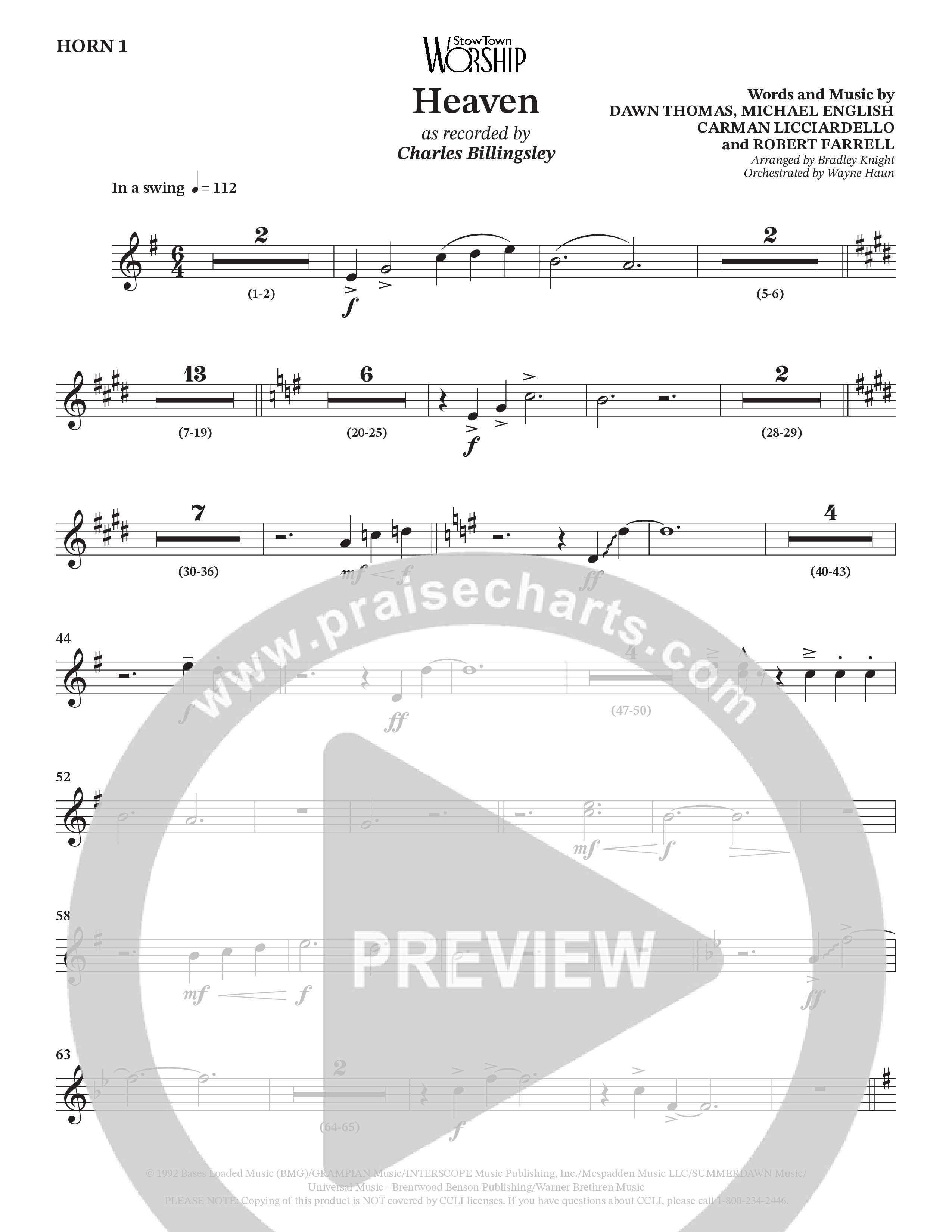 Heaven (Choral Anthem SATB) Brass Pack (Charles Billingsley / Arr. Bradley Knight / Orch. Wayne Haun)