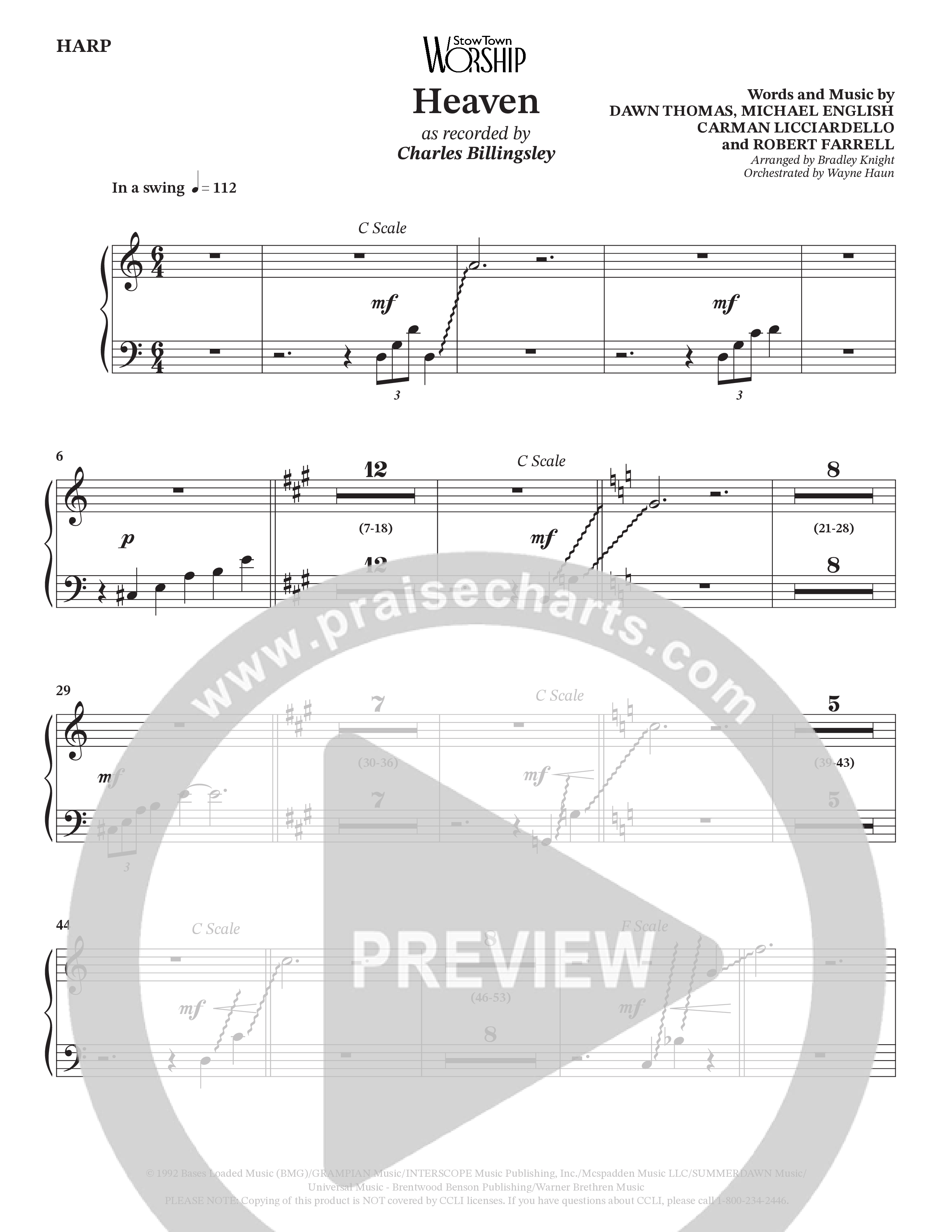 Heaven (Choral Anthem SATB) Harp (Charles Billingsley / Arr. Bradley Knight / Orch. Wayne Haun)