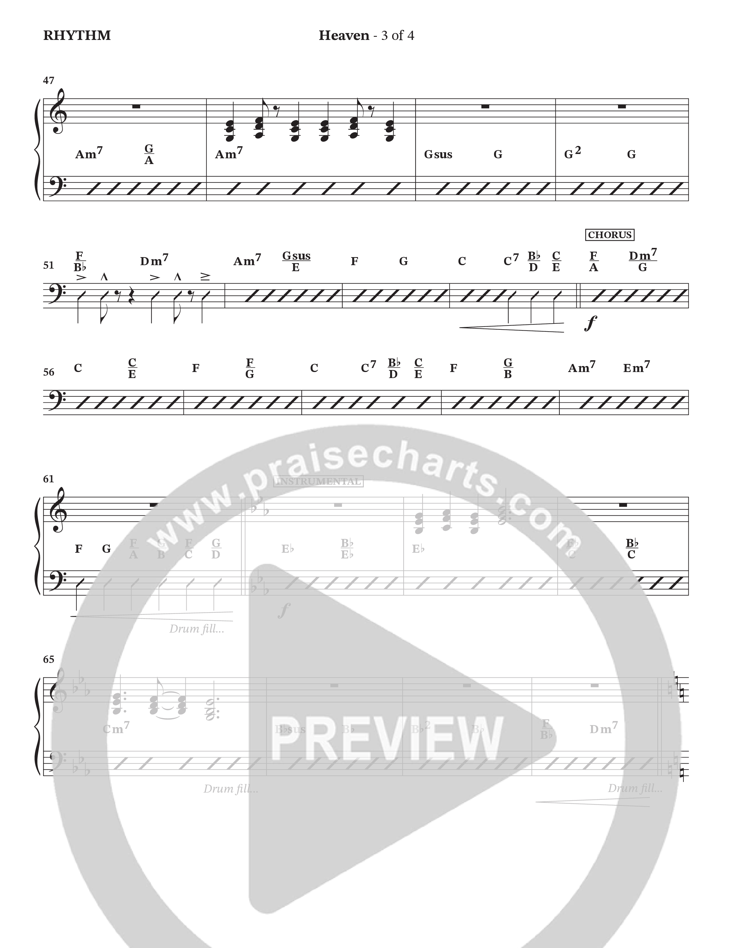 Heaven (Choral Anthem SATB) Rhythm Chart (Charles Billingsley / Arr. Bradley Knight / Orch. Wayne Haun)