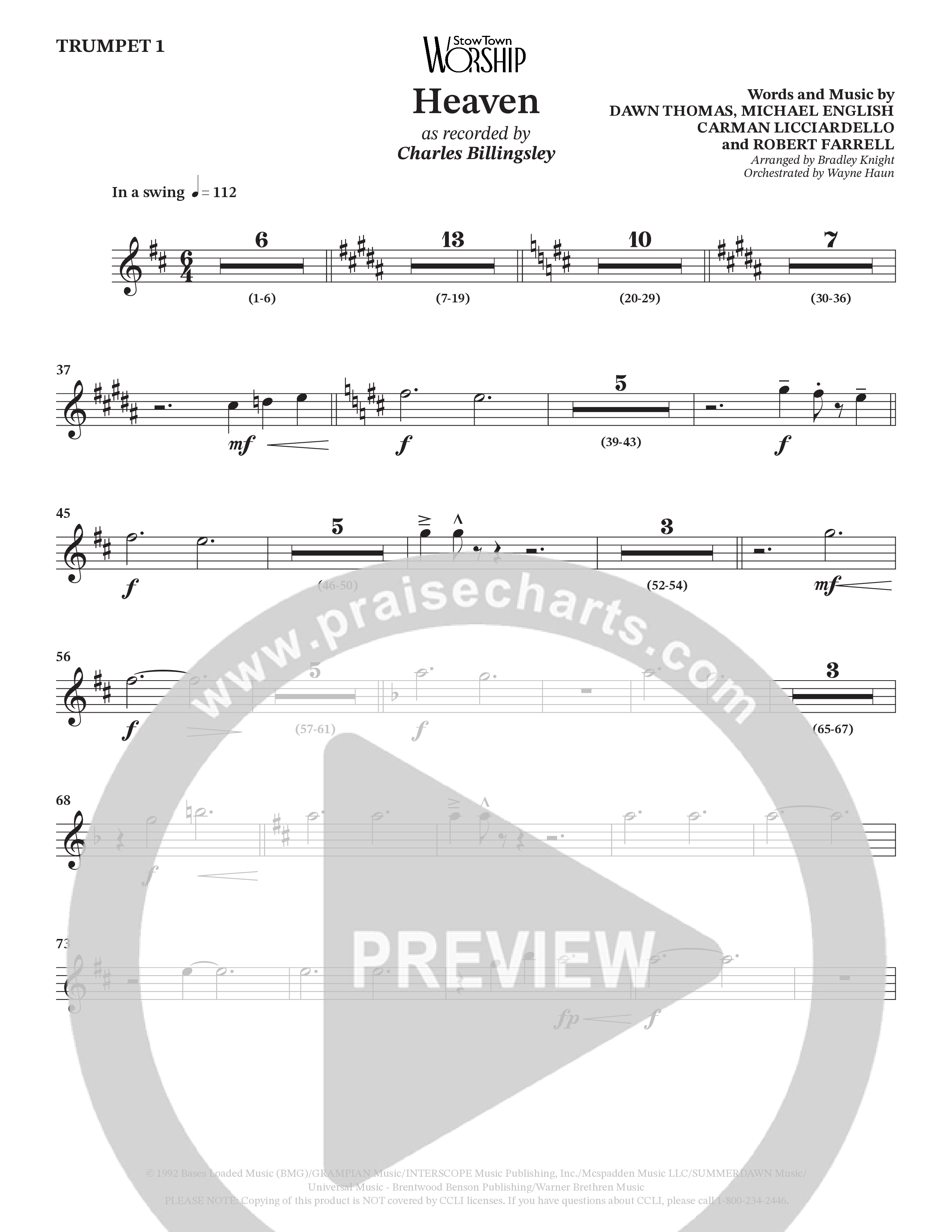 Heaven (Choral Anthem SATB) Brass Pack (Charles Billingsley / Arr. Bradley Knight / Orch. Wayne Haun)