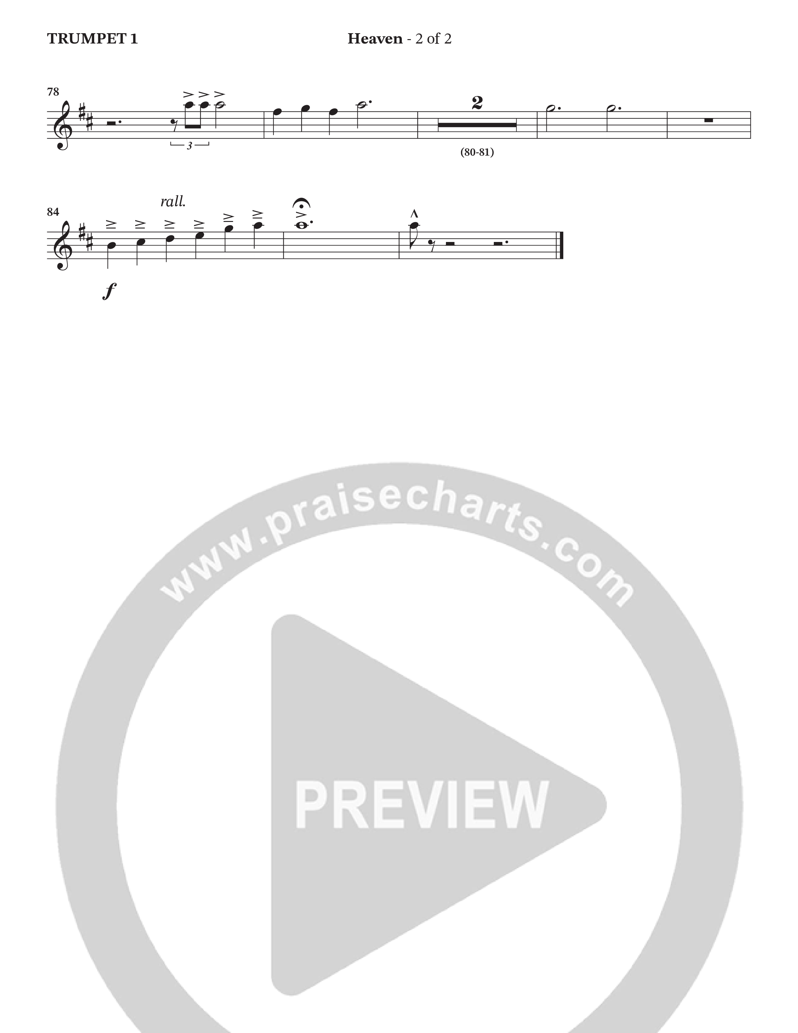Heaven (Choral Anthem SATB) Trumpet 1 (Charles Billingsley / Arr. Bradley Knight / Orch. Wayne Haun)
