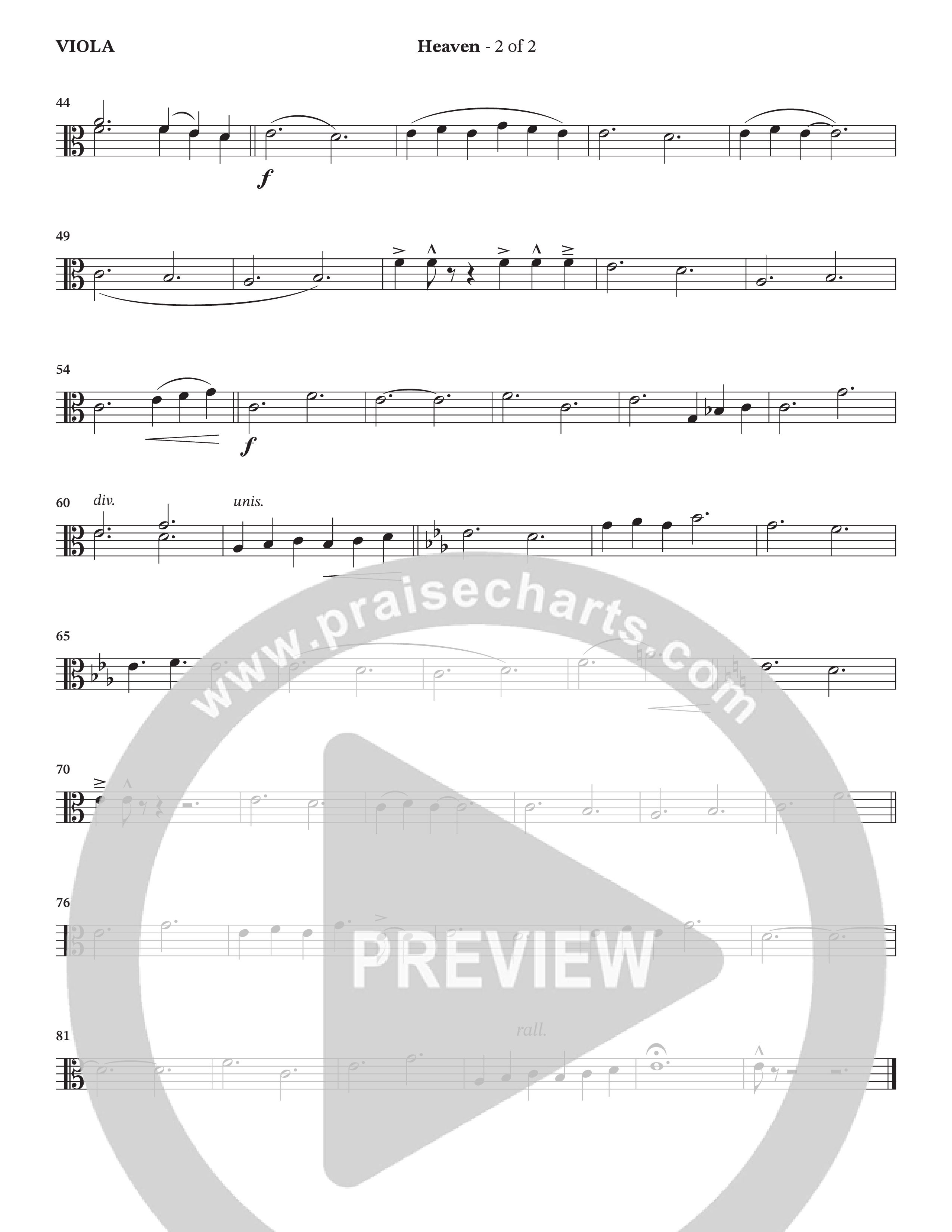 Heaven (Choral Anthem SATB) Viola (Charles Billingsley / Arr. Bradley Knight / Orch. Wayne Haun)