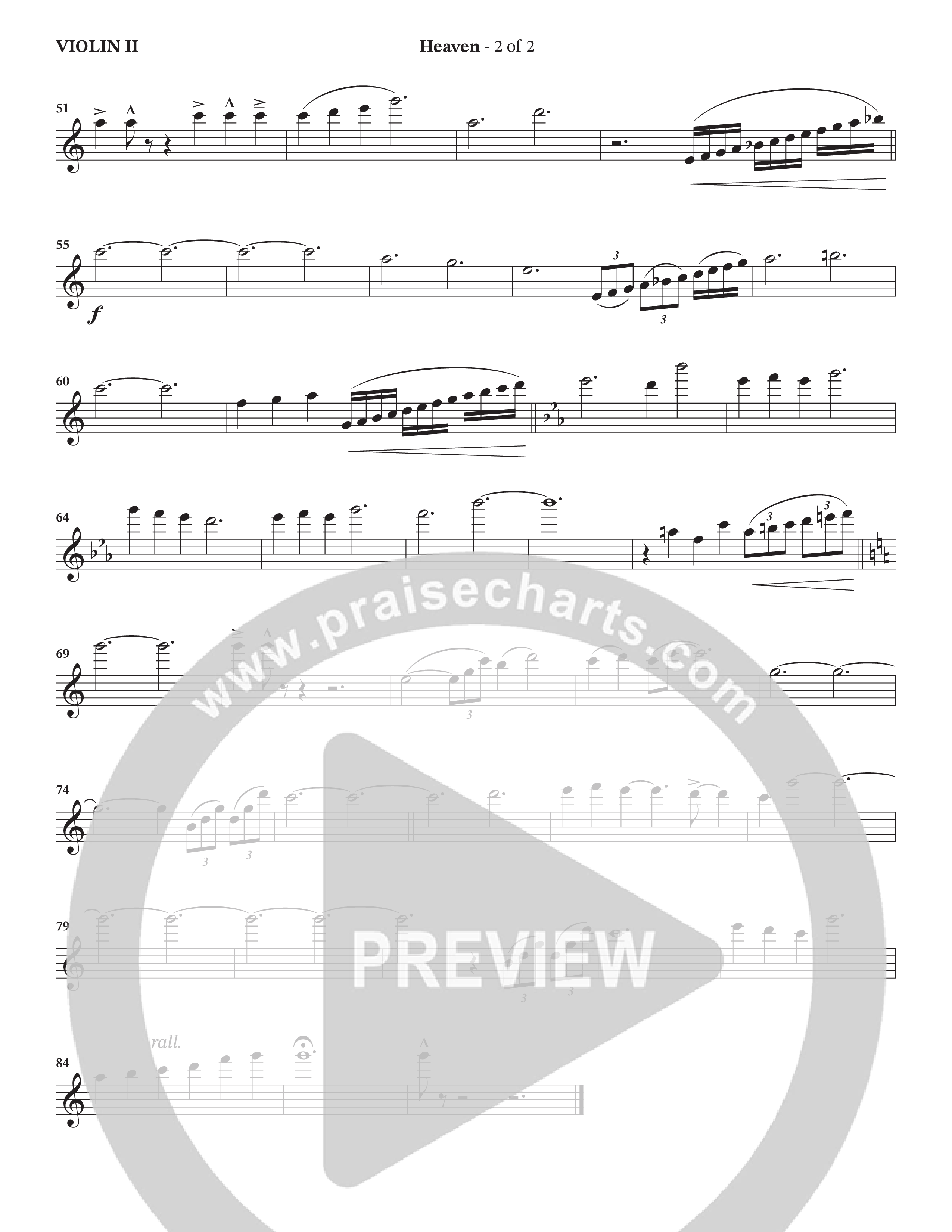 Heaven (Choral Anthem SATB) Violin 2 (Charles Billingsley / Arr. Bradley Knight / Orch. Wayne Haun)