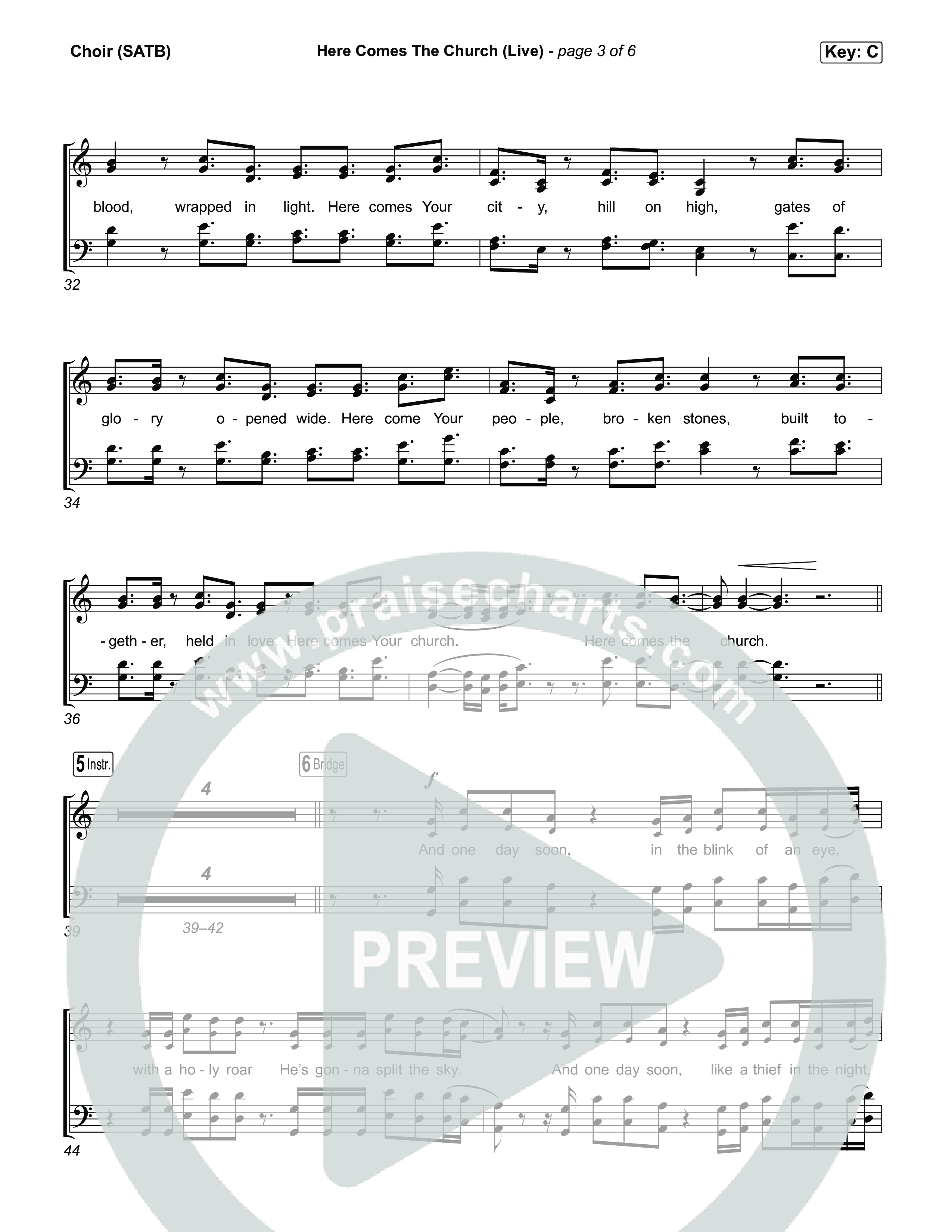 Here Comes The Church (Live) Choir Sheet (SATB) (Tauren Wells / Tiffany Hudson)
